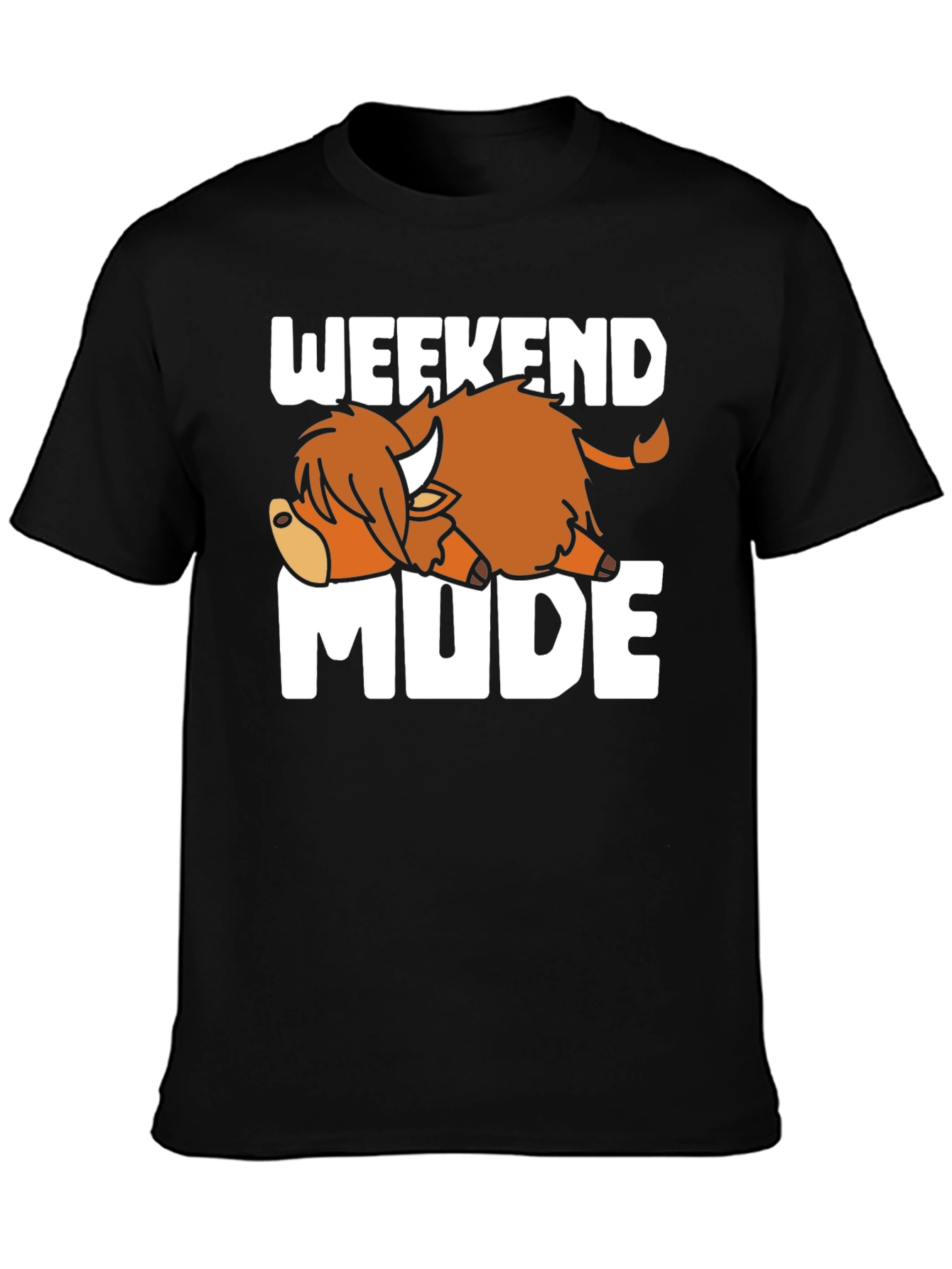 Weekend Mode T-Shirt Relaxed Highland Cow Tee