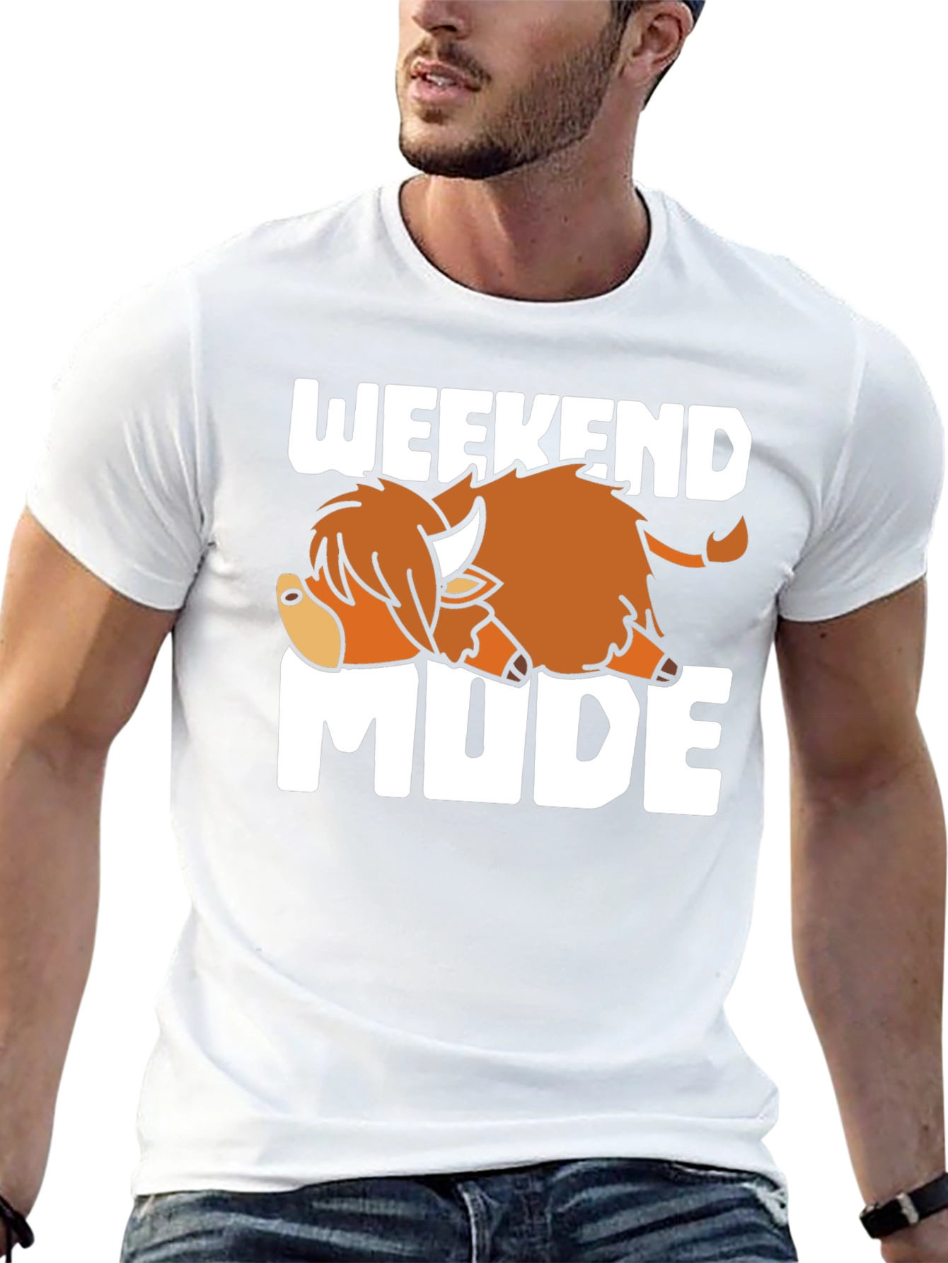 Weekend Mode T-Shirt Relaxed Highland Cow Tee