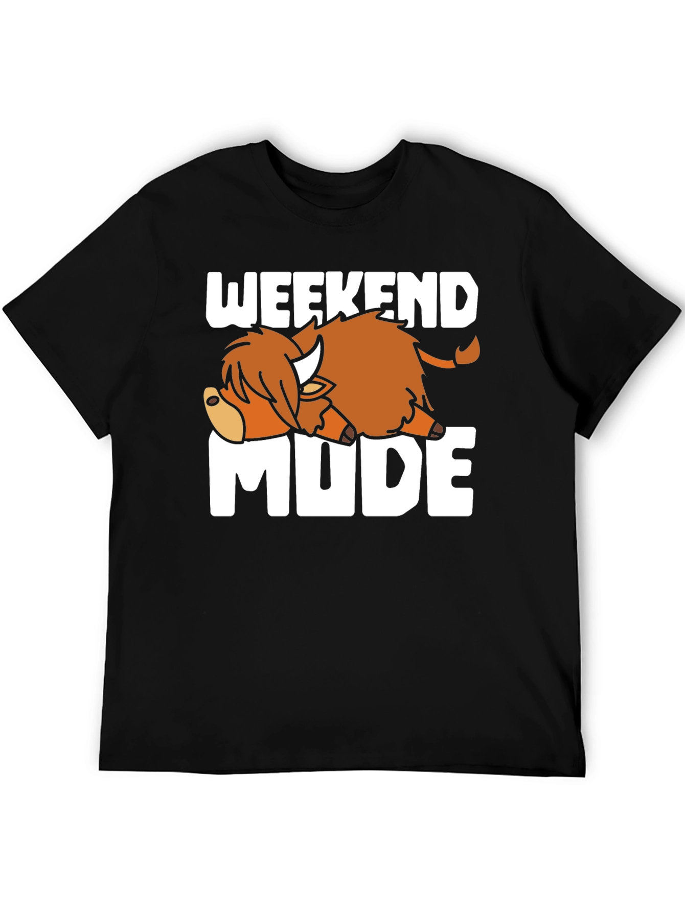 Weekend Mode T-Shirt Relaxed Highland Cow Tee