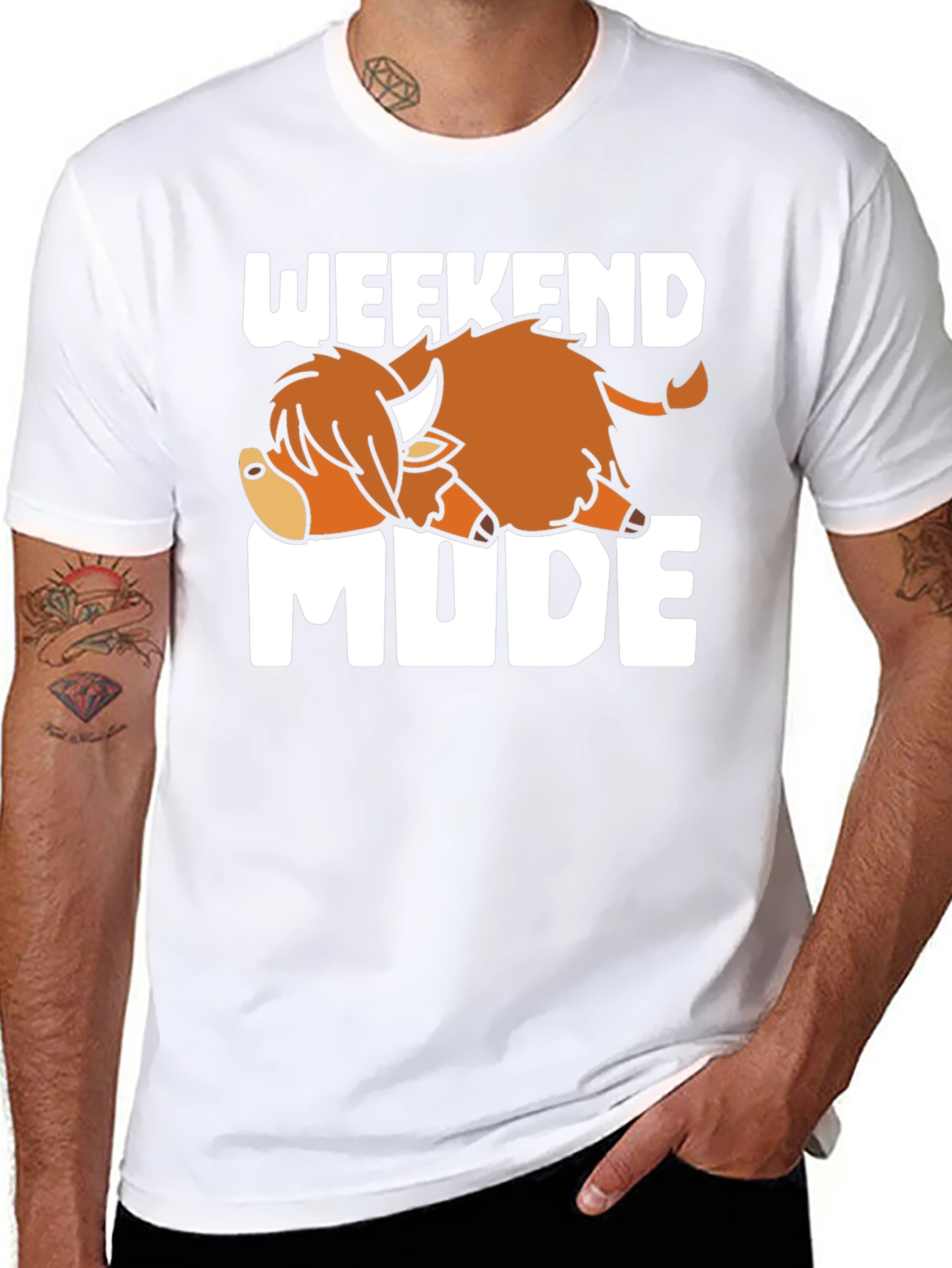 Weekend Mode T-Shirt Relaxed Highland Cow Tee