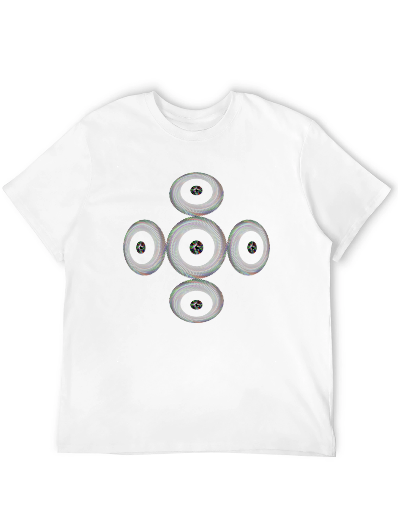 Geometric Wheel Pattern Black T-Shirt