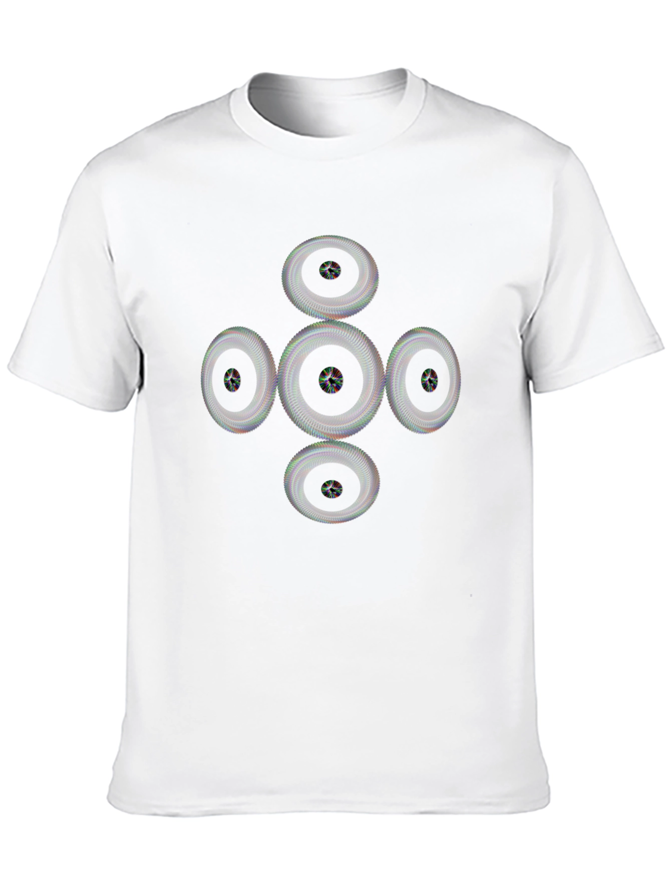 Geometric Wheel Pattern Black T-Shirt