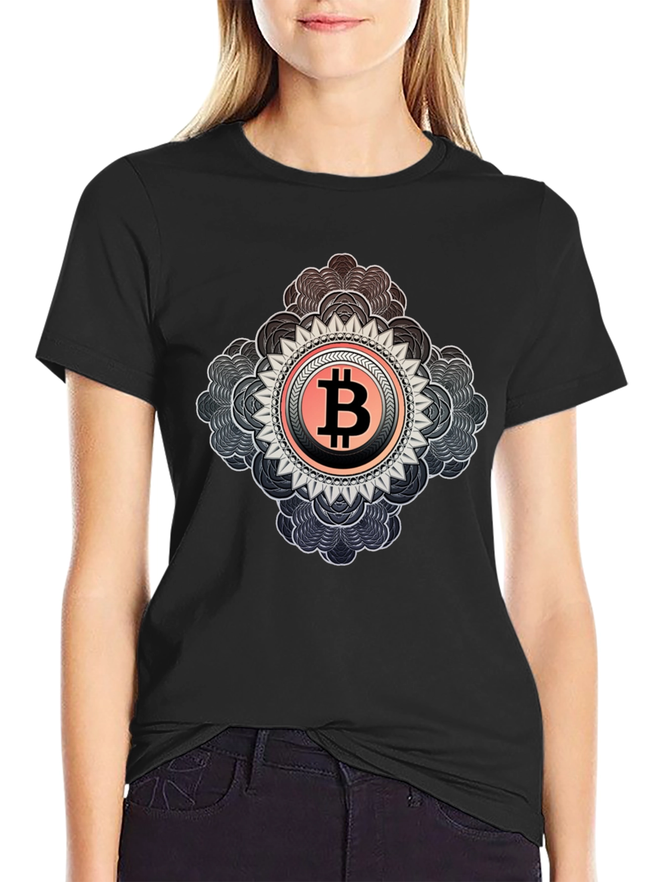 Bitcoin Mandala Graphic Tee - Crypto Inspired Fashion
