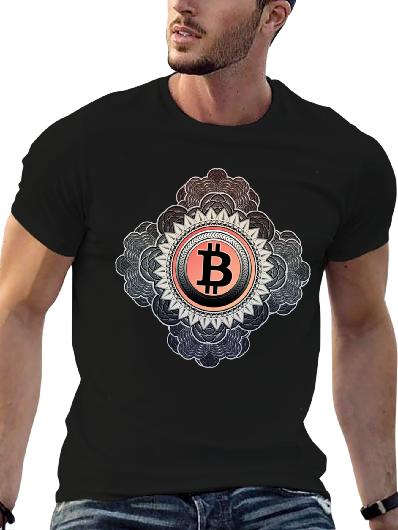 Bitcoin Mandala Graphic Tee - Crypto Inspired Fashion