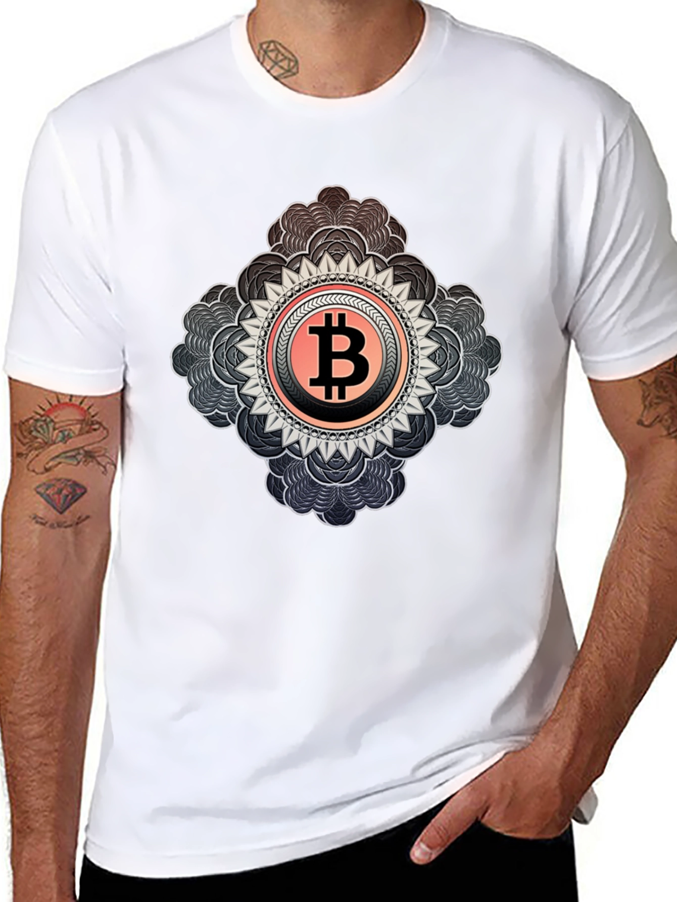 Bitcoin Mandala Graphic Tee - Crypto Inspired Fashion