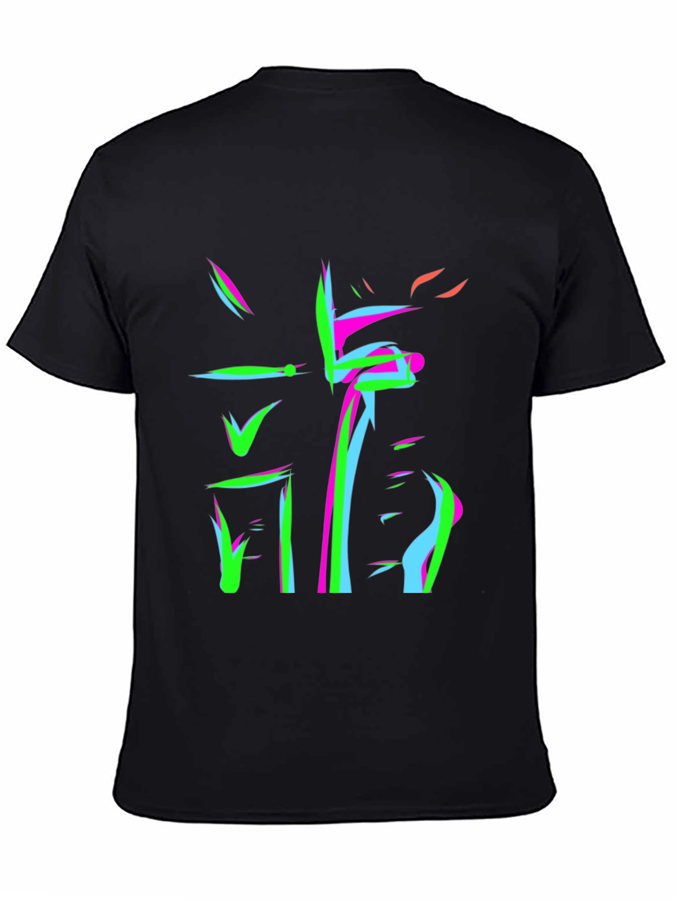 Abstract Neon Graphic Print Black T-Shirt