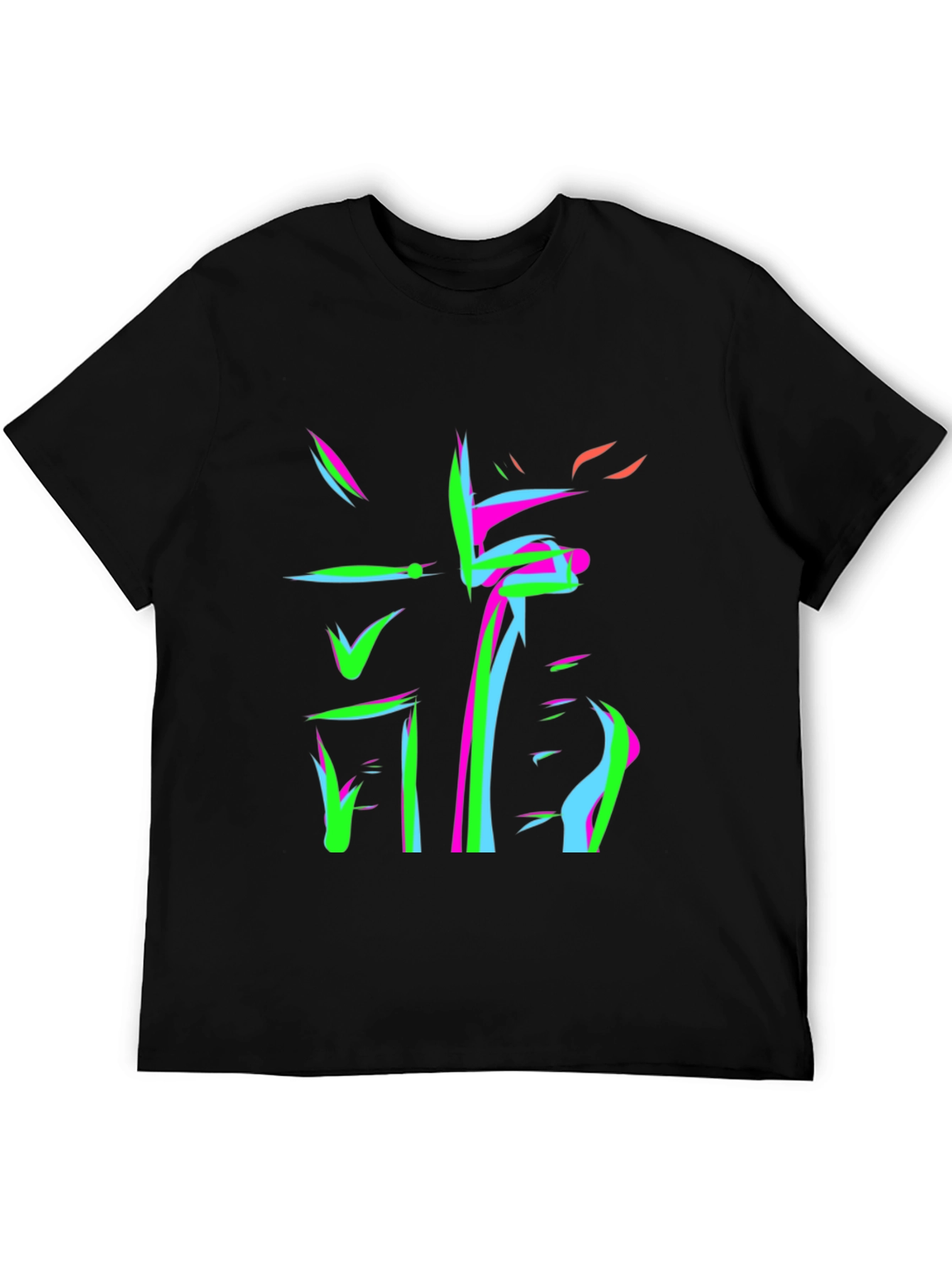 Abstract Neon Graphic Print Black T-Shirt