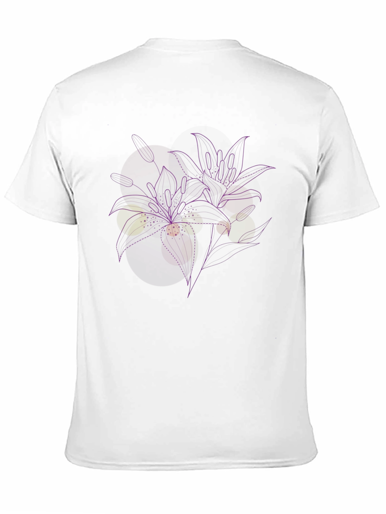 Floral Line Art Black T-Shirt