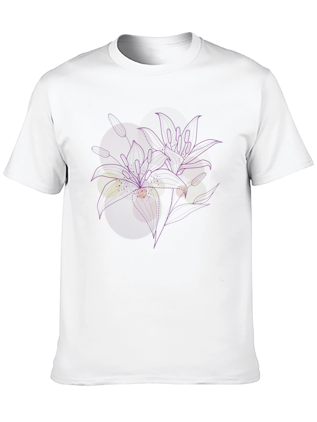 Floral Line Art Black T-Shirt
