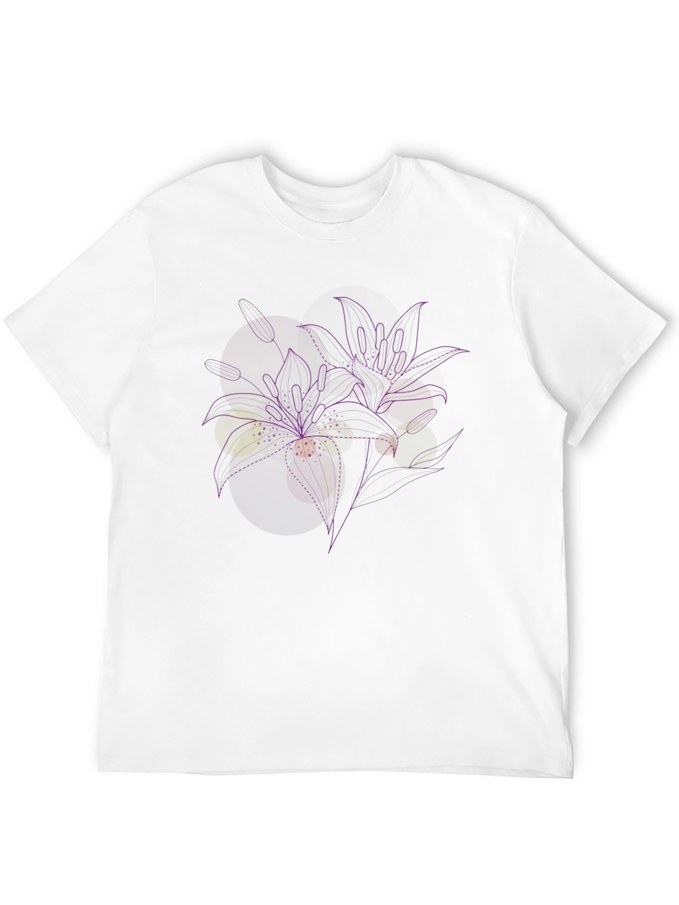 Floral Line Art Black T-Shirt