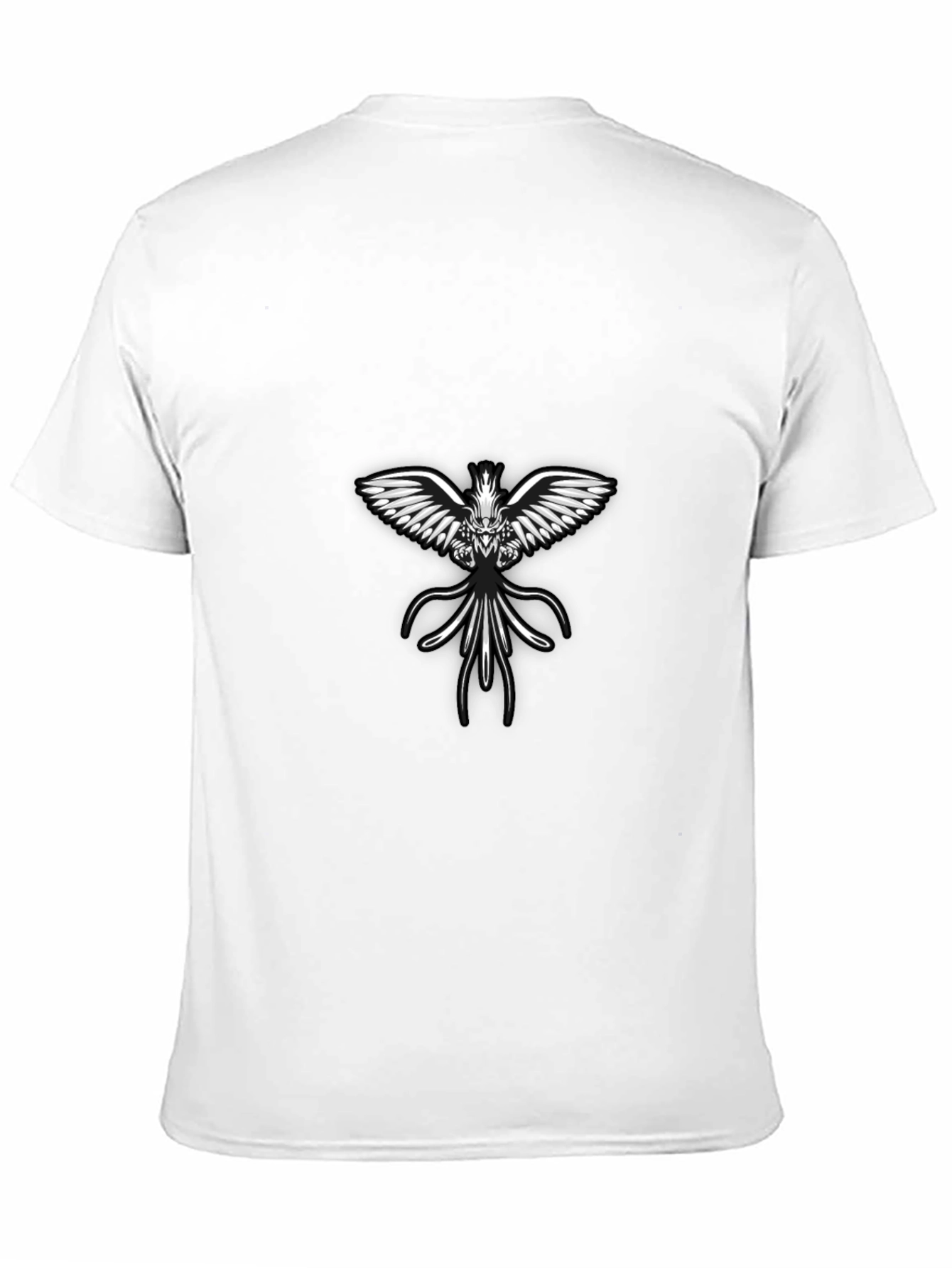 Black Tee with Angelic Winged Creature Design
