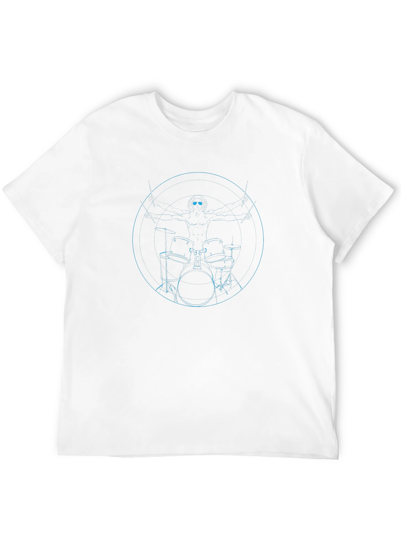 Drummer Vitruvian Man Graphic T-Shirt - Black