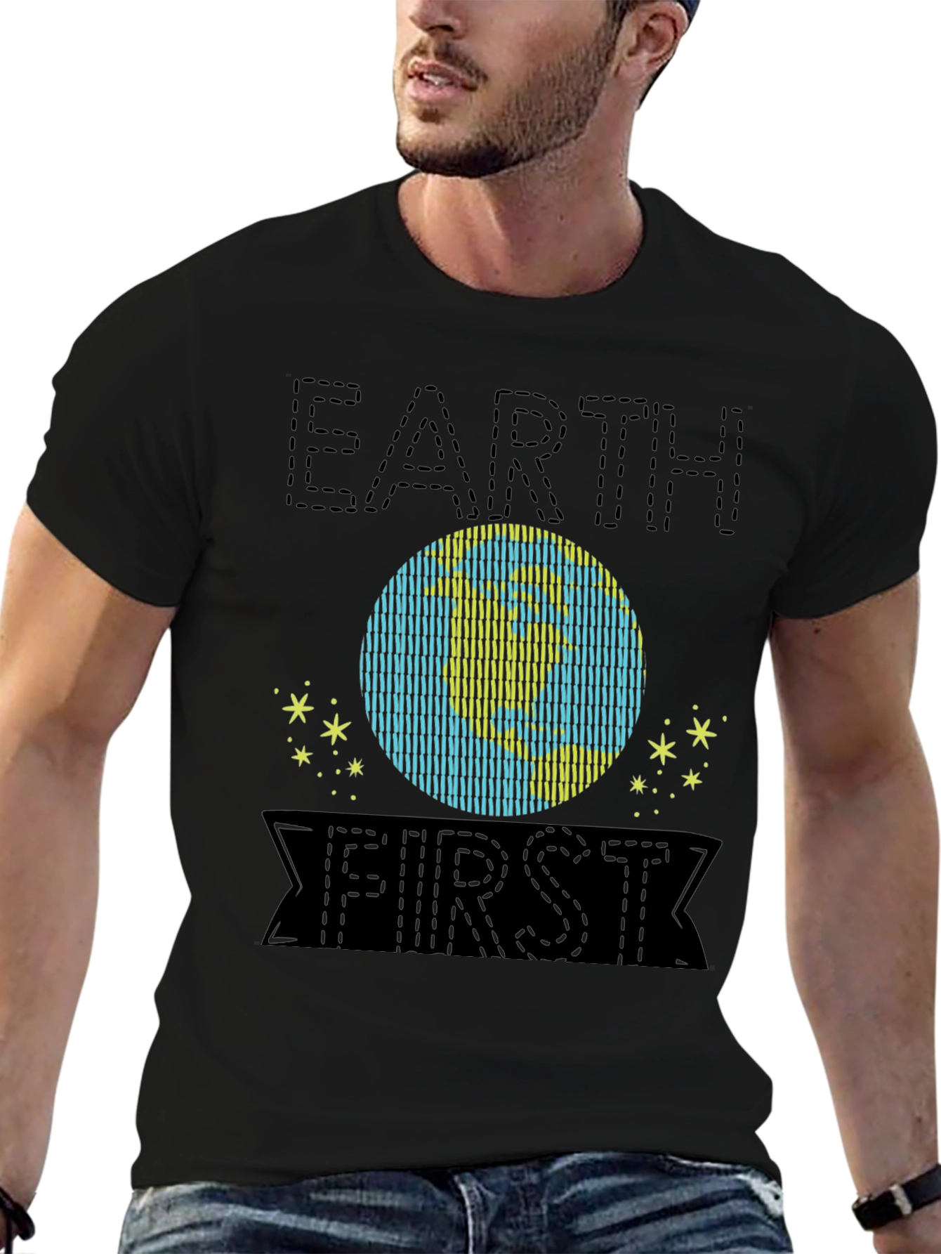 Earth First Graphic Tee - Black Cotton Shirt