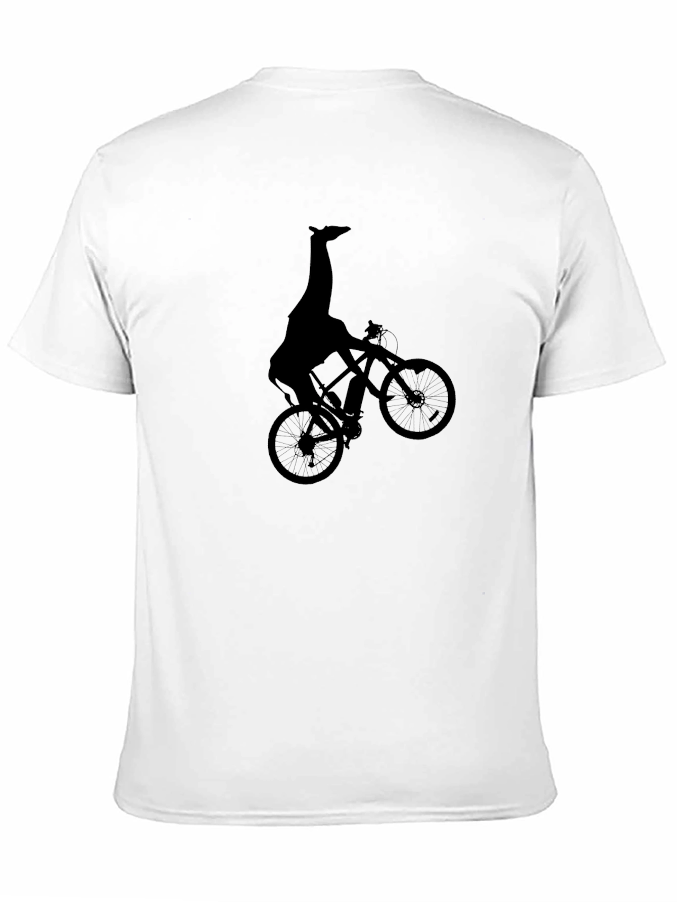 Giraffe on Bike Graphic Tee - Quirky Black T-Shirt