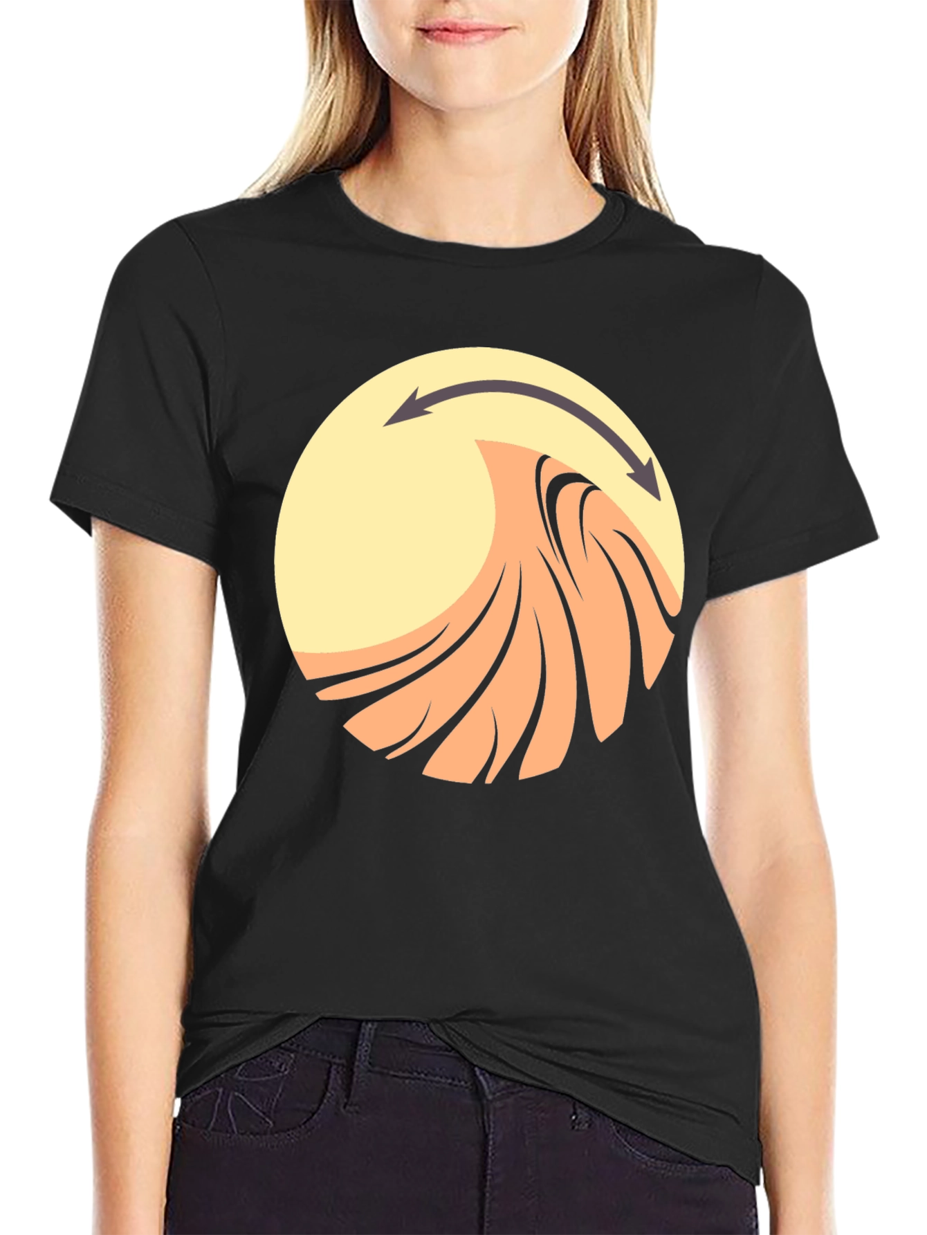 Abstract Wave Graphic Tee - Black