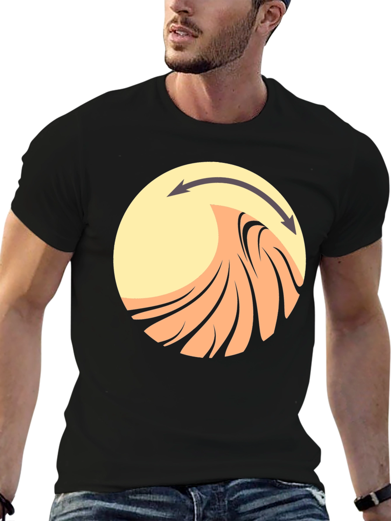 Abstract Wave Graphic Tee - Black