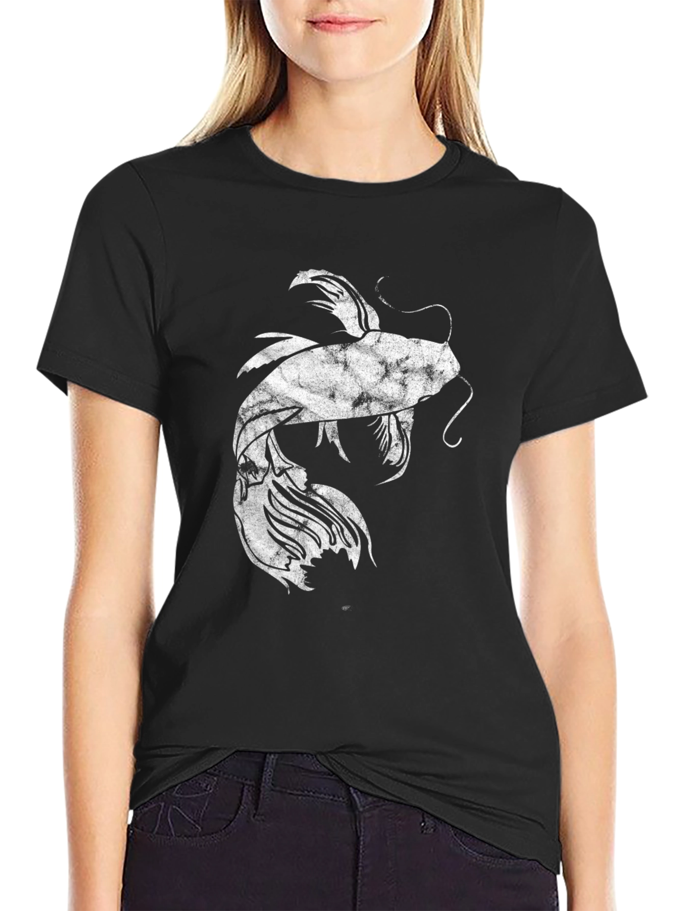 Koi Fish Graphic Tee - Stylish Mens Black T-Shirt