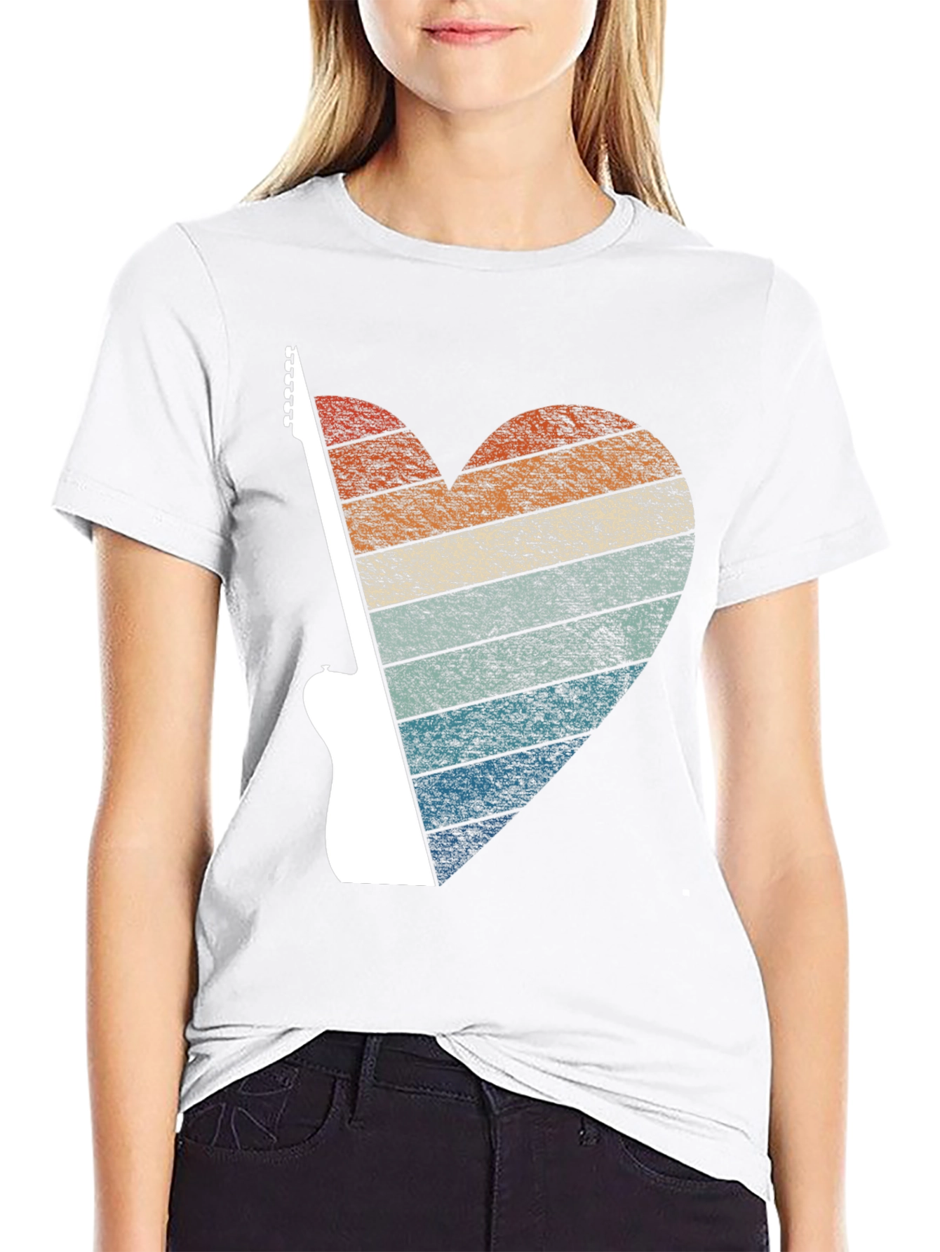 Retro Guitar Heart Graphic Tee