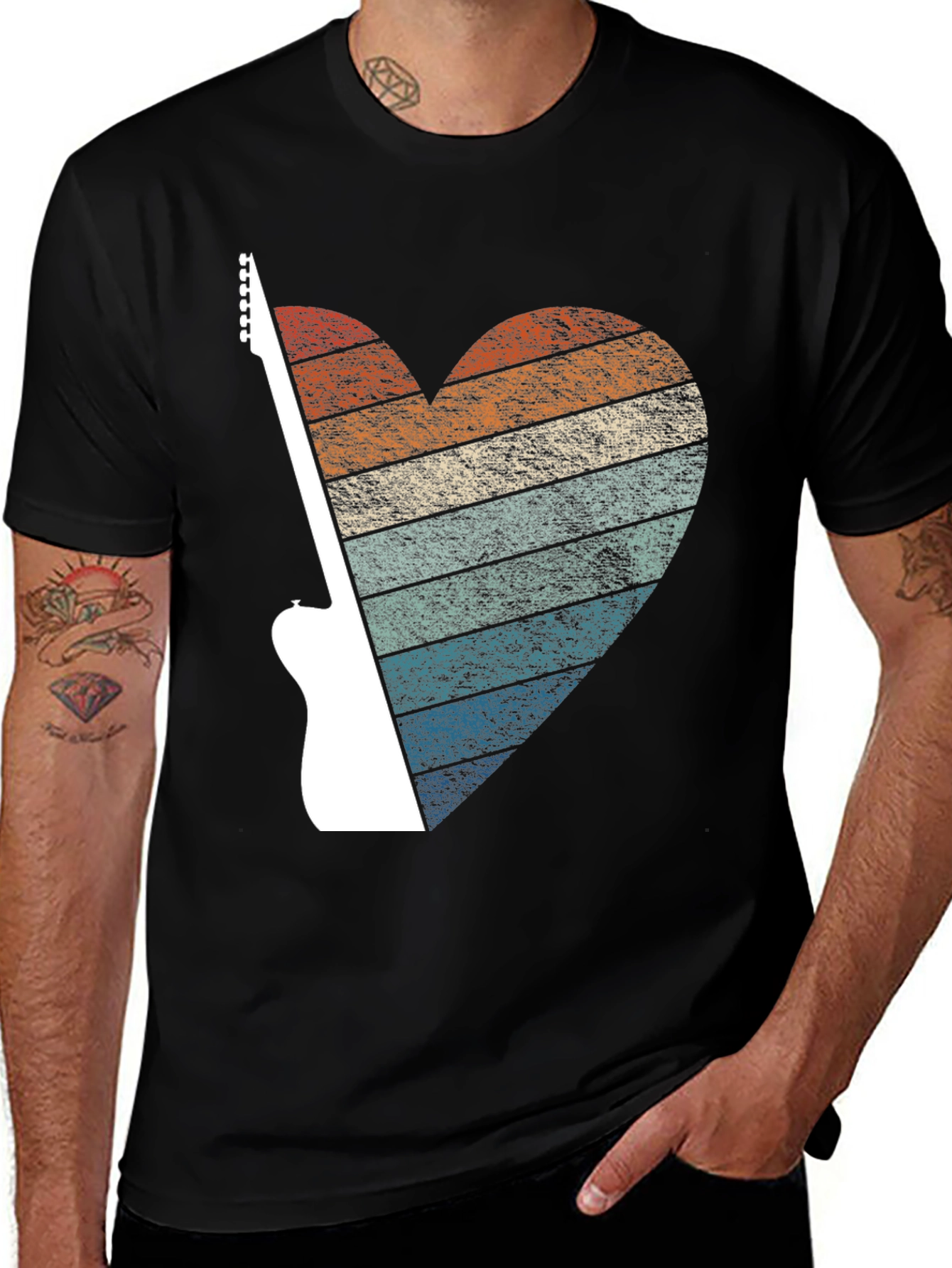 Retro Guitar Heart Graphic Tee