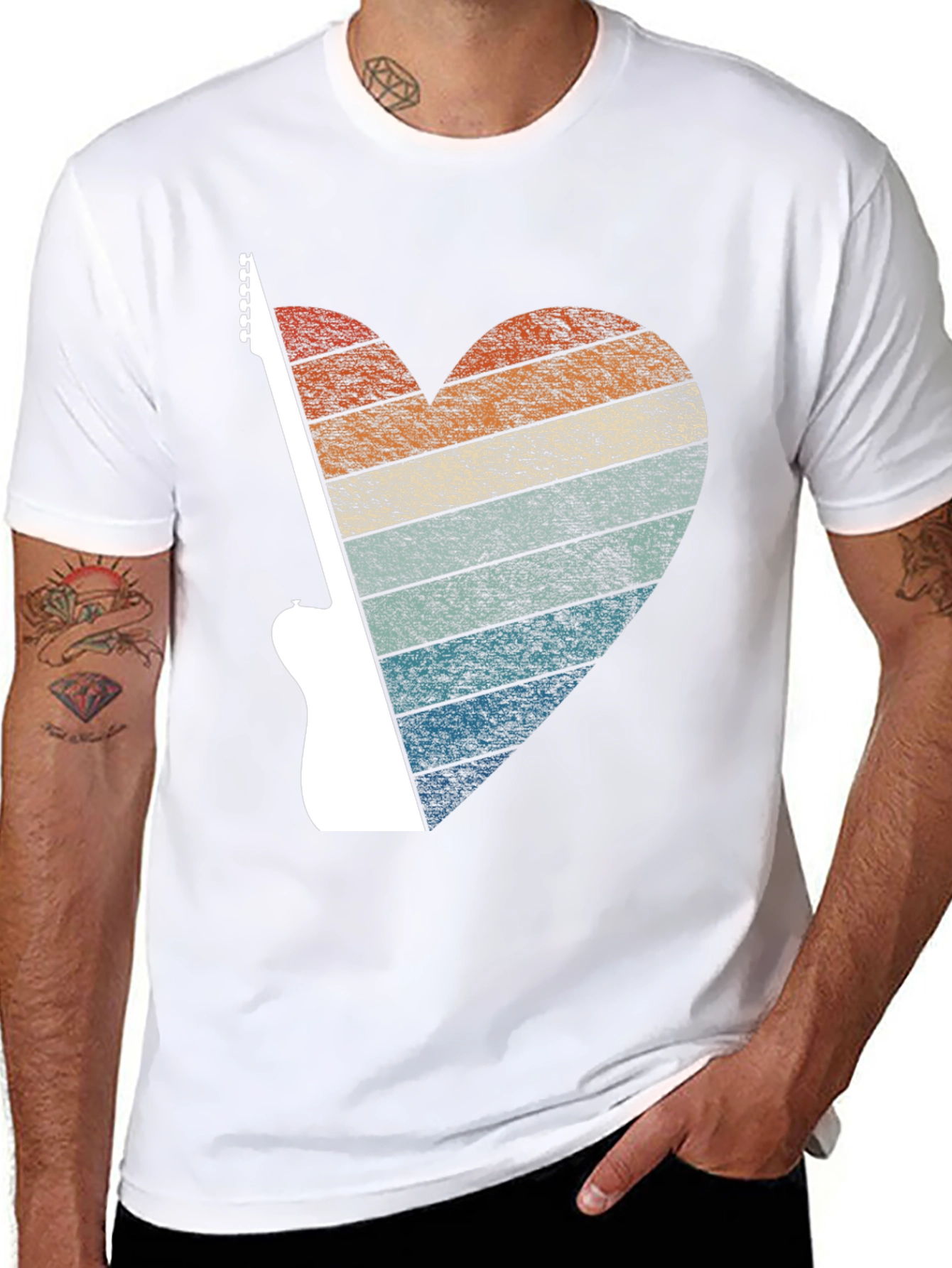 Retro Guitar Heart Graphic Tee