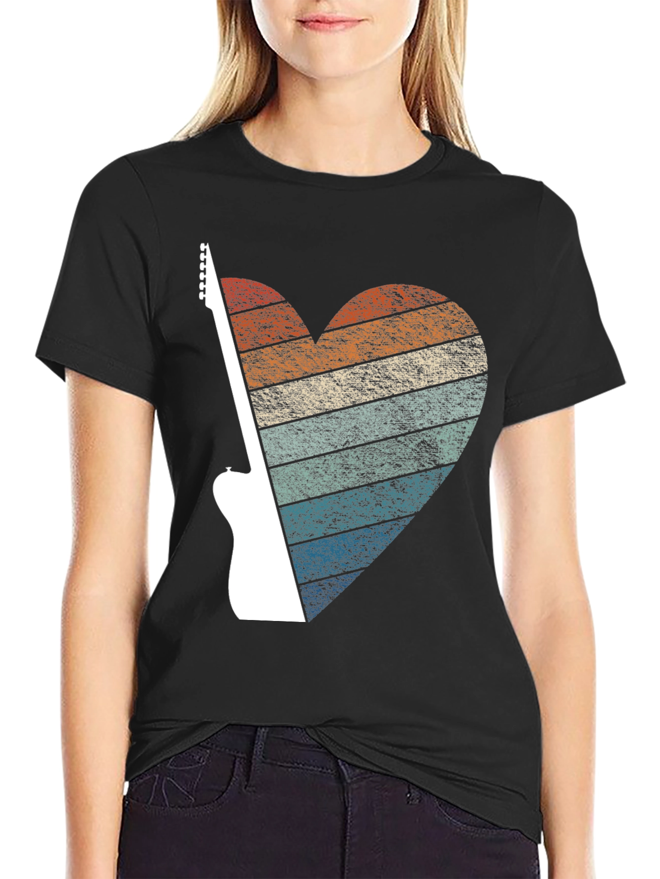 Retro Guitar Heart Graphic Tee