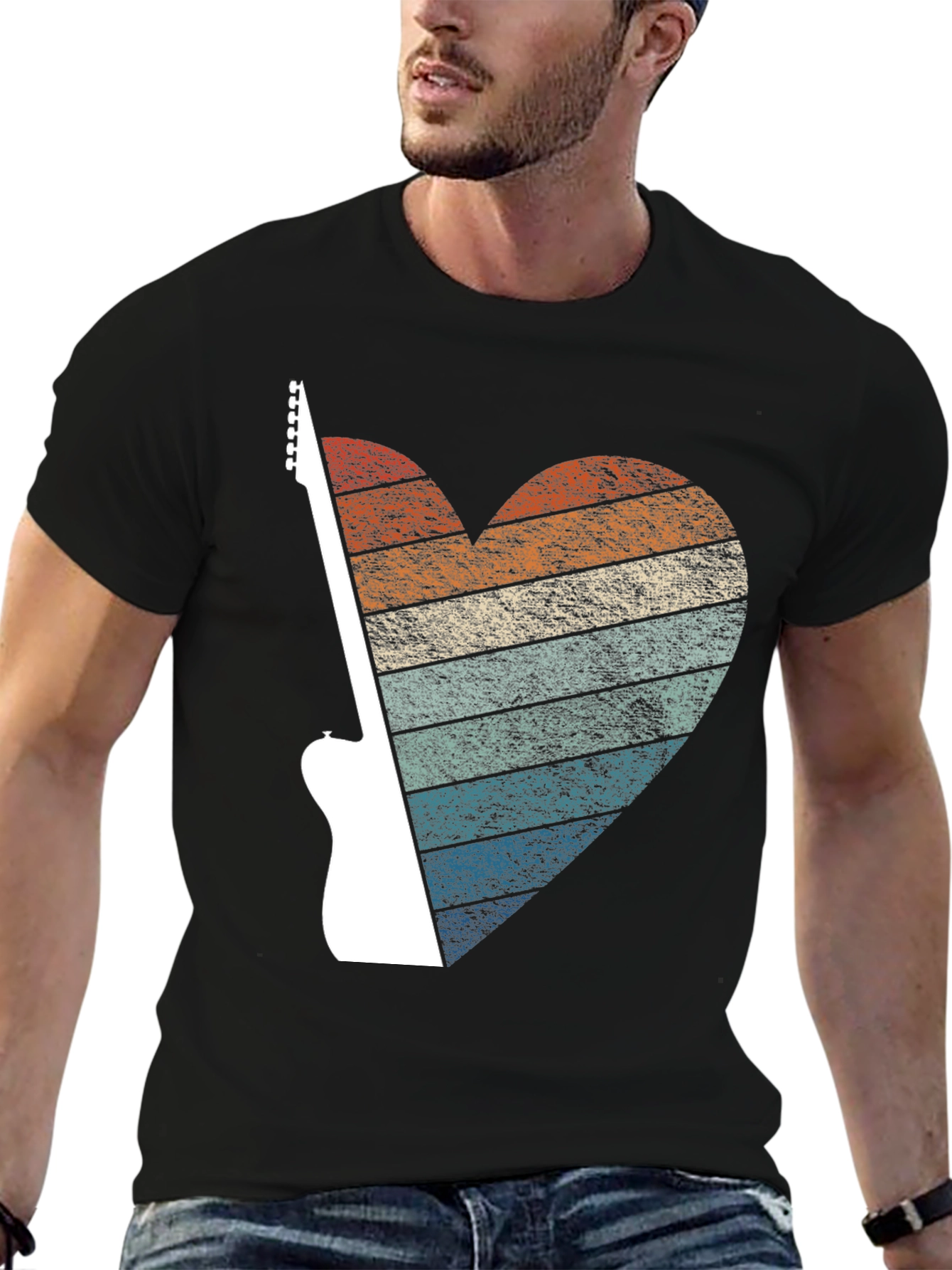 Retro Guitar Heart Graphic Tee