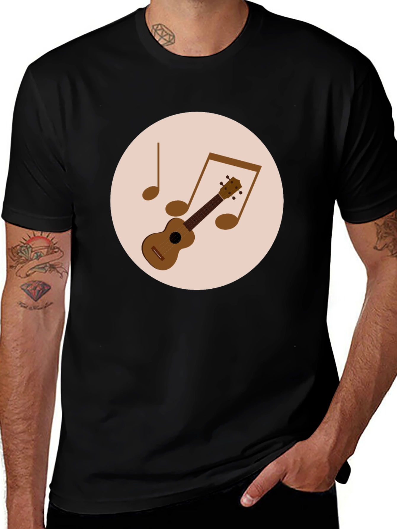 Ukulele Graphic Tee - Black Music Lover T-Shirt