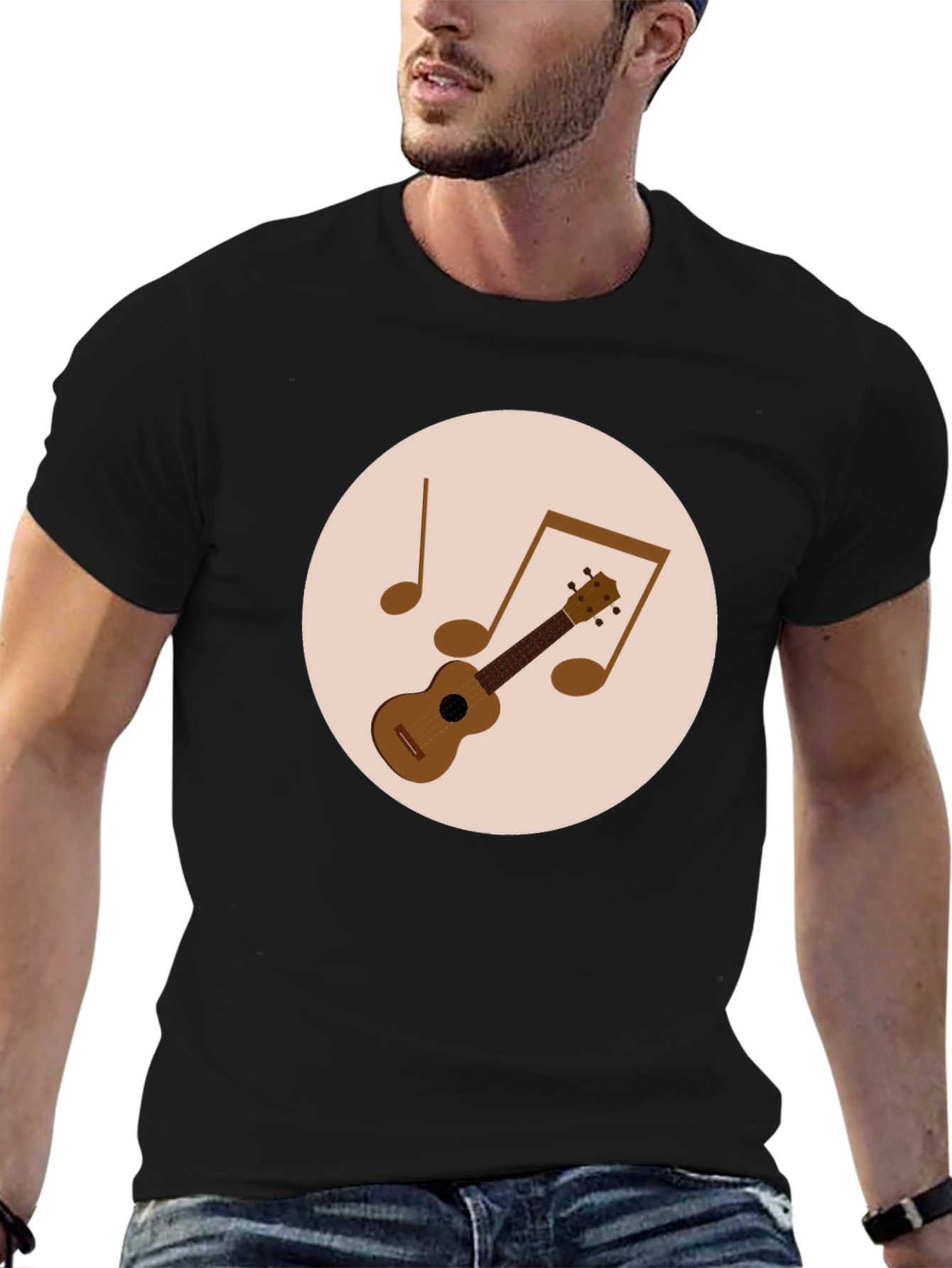 Ukulele Graphic Tee - Black Music Lover T-Shirt