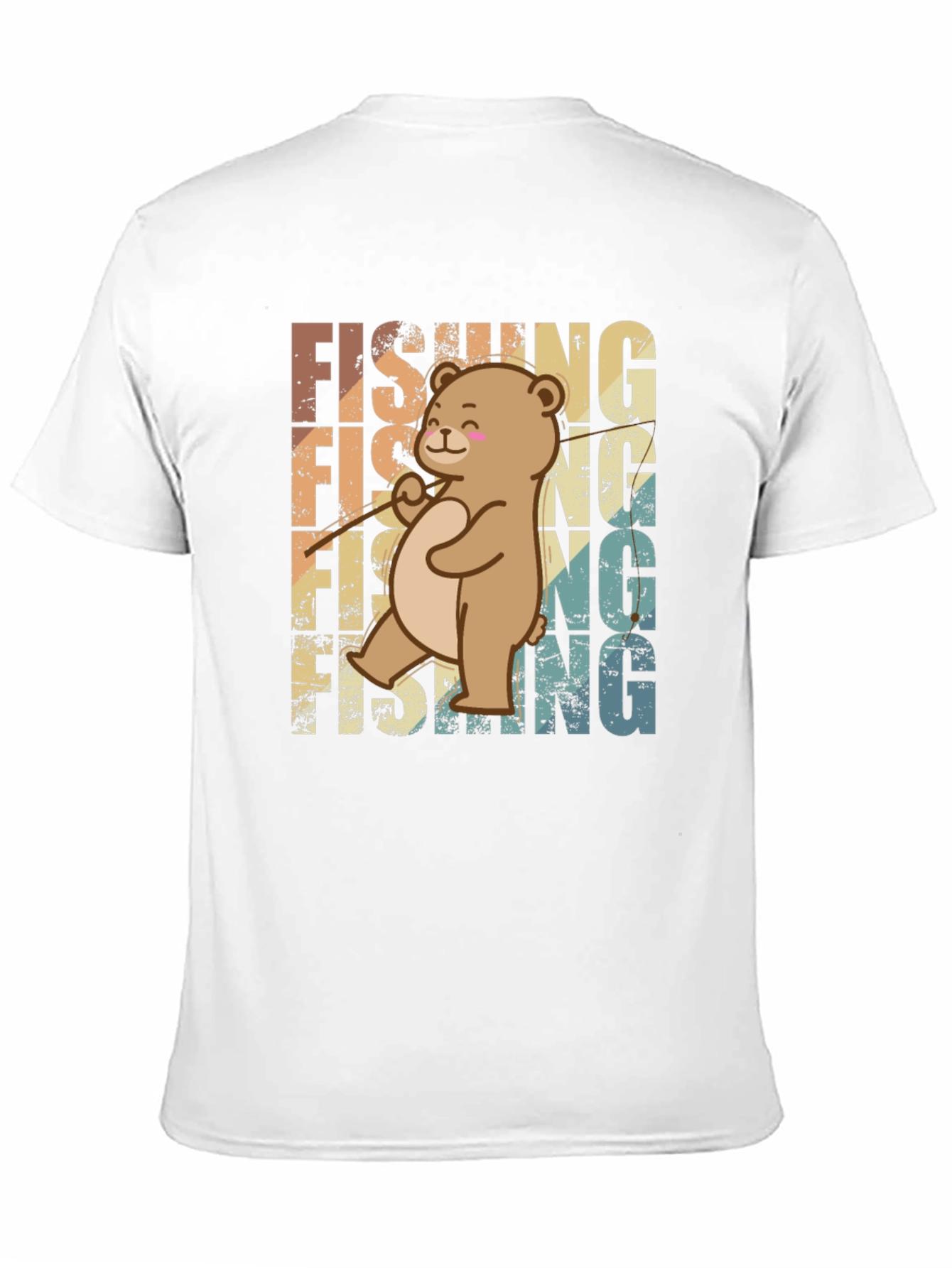 Fishing Bear Graphic Tee - Retro Style