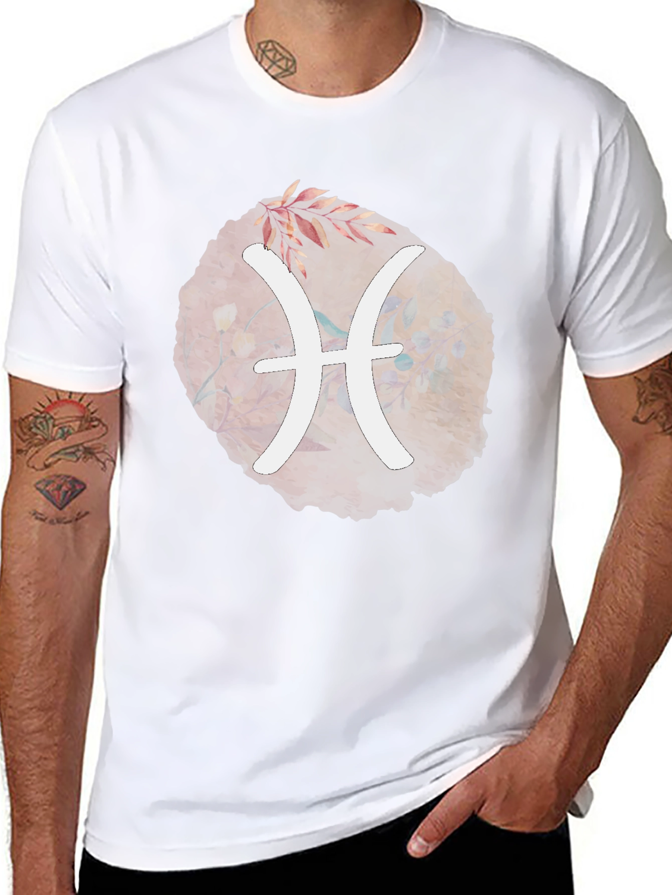 Pisces Zodiac T-Shirt - Unique Floral Design