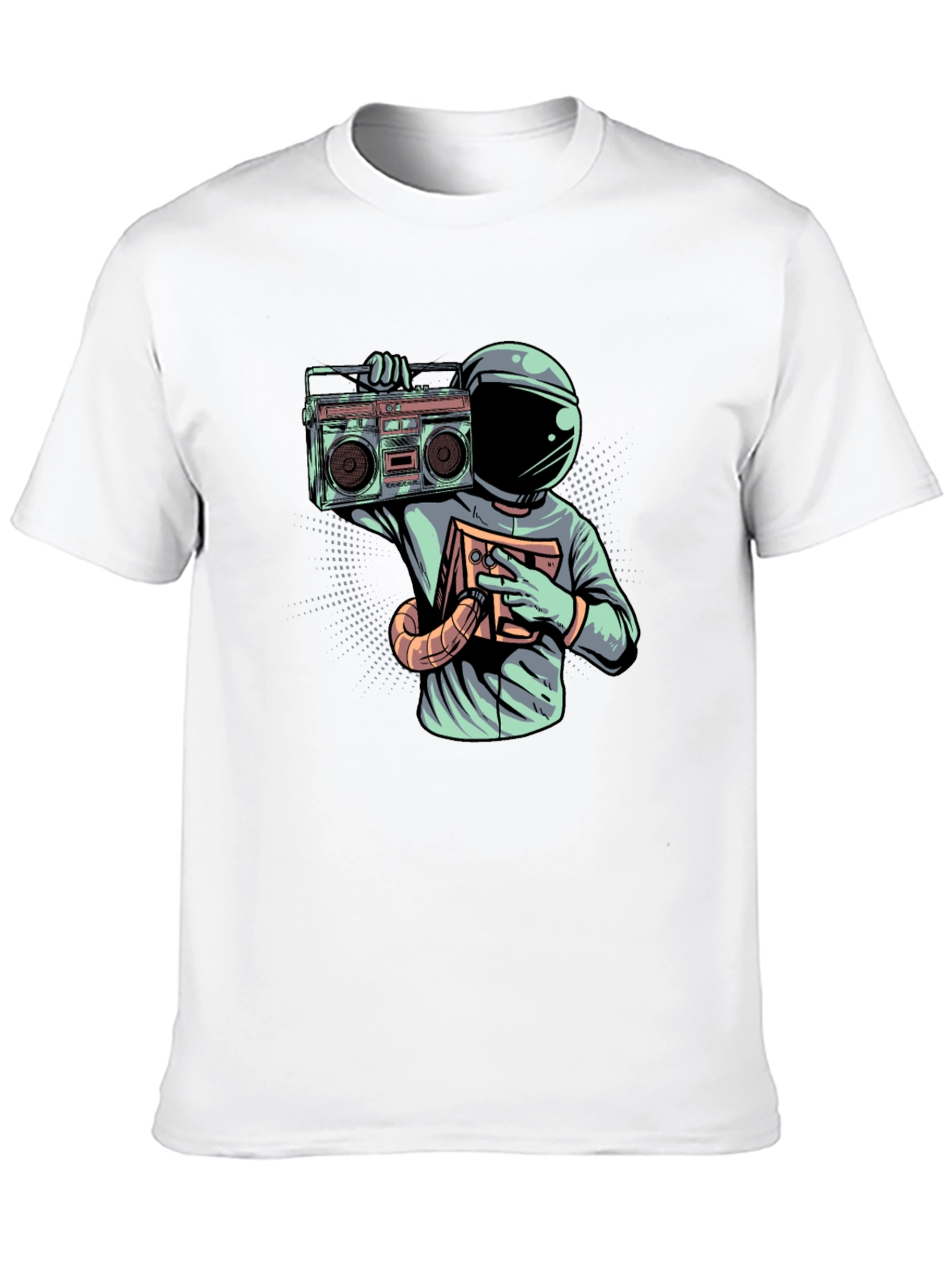 Retro Astronaut Boombox Graphic T-Shirt