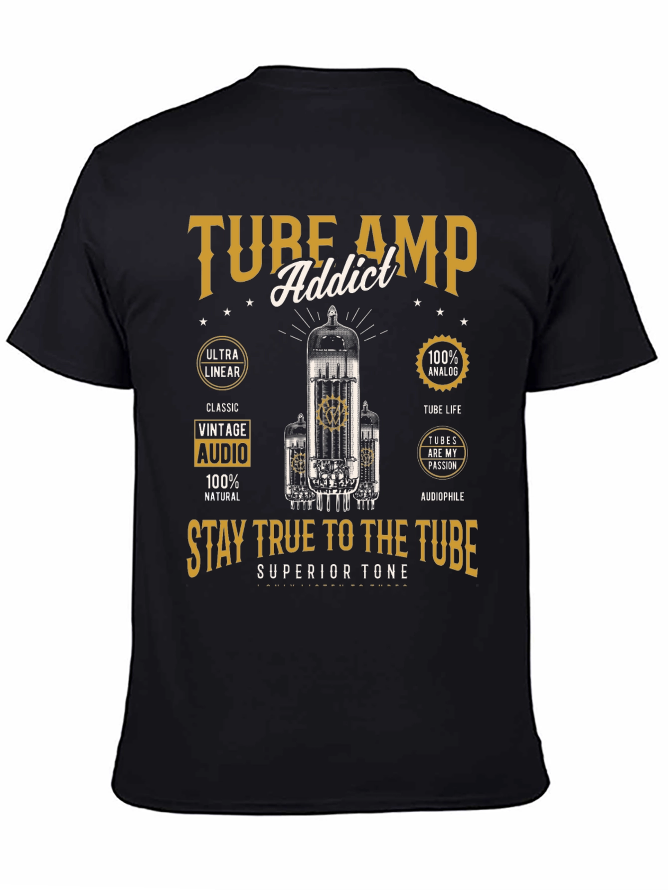 Tube Amp Addict Graphic T-Shirt for Audiophiles