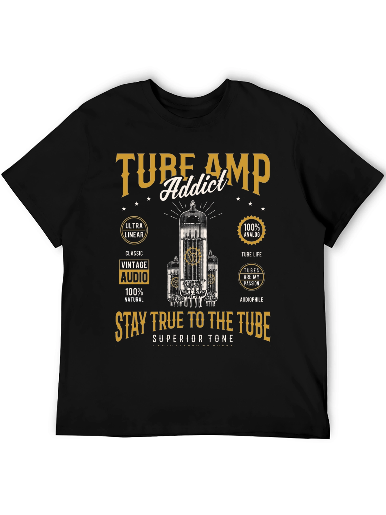 Tube Amp Addict Graphic T-Shirt for Audiophiles
