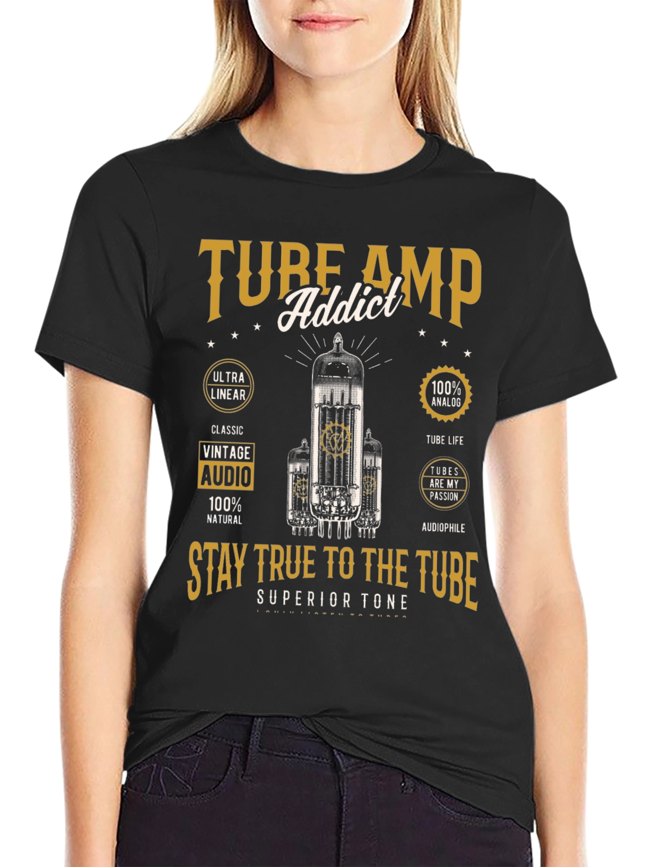 Tube Amp Addict Graphic T-Shirt for Audiophiles