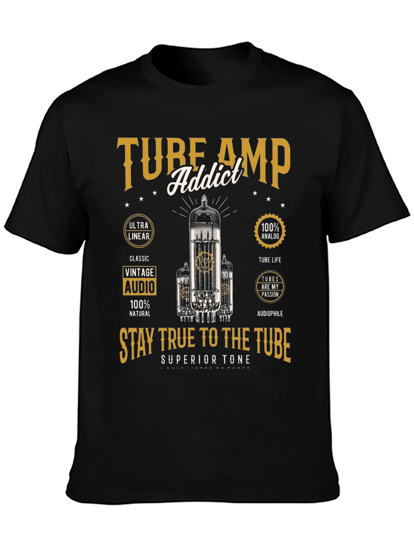 Tube Amp Addict Graphic T-Shirt for Audiophiles