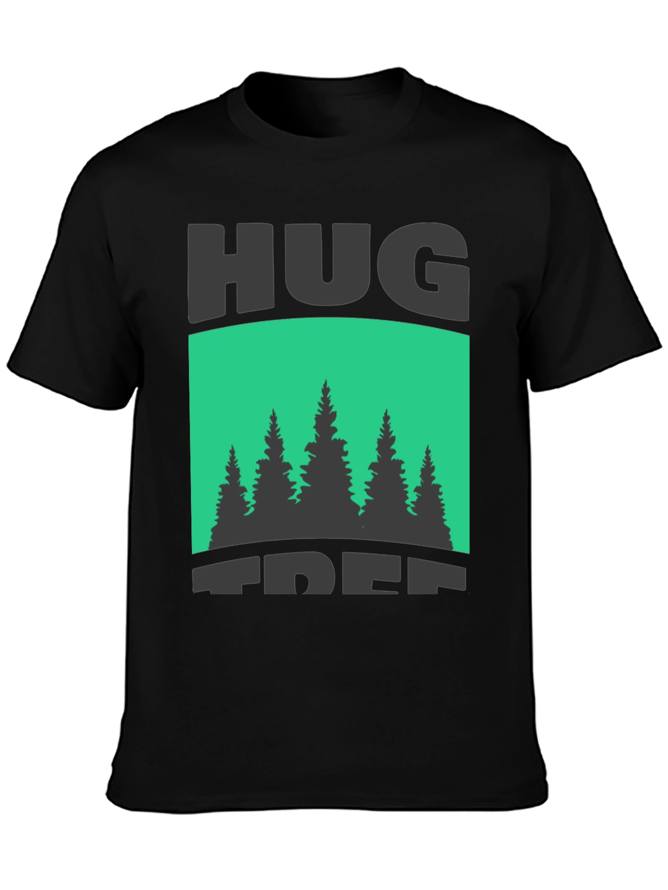 Hug Tree Graphic Print Black T-Shirt