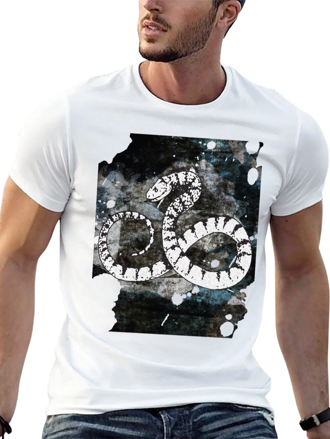 Snake Graphic Tee - Black Cotton T-Shirt