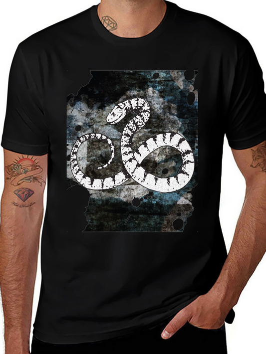 Snake Graphic Tee - Black Cotton T-Shirt