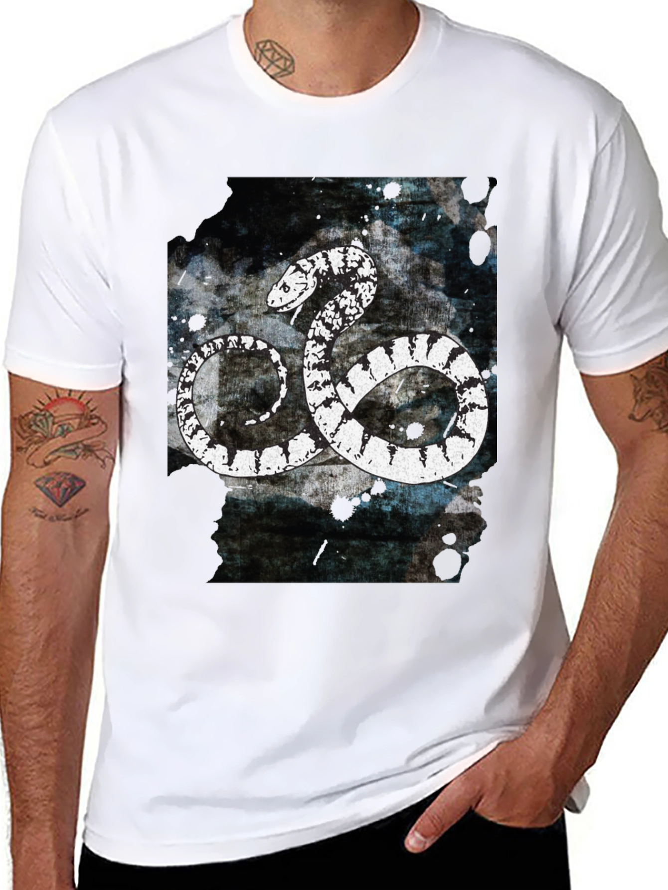 Snake Graphic Tee - Black Cotton T-Shirt