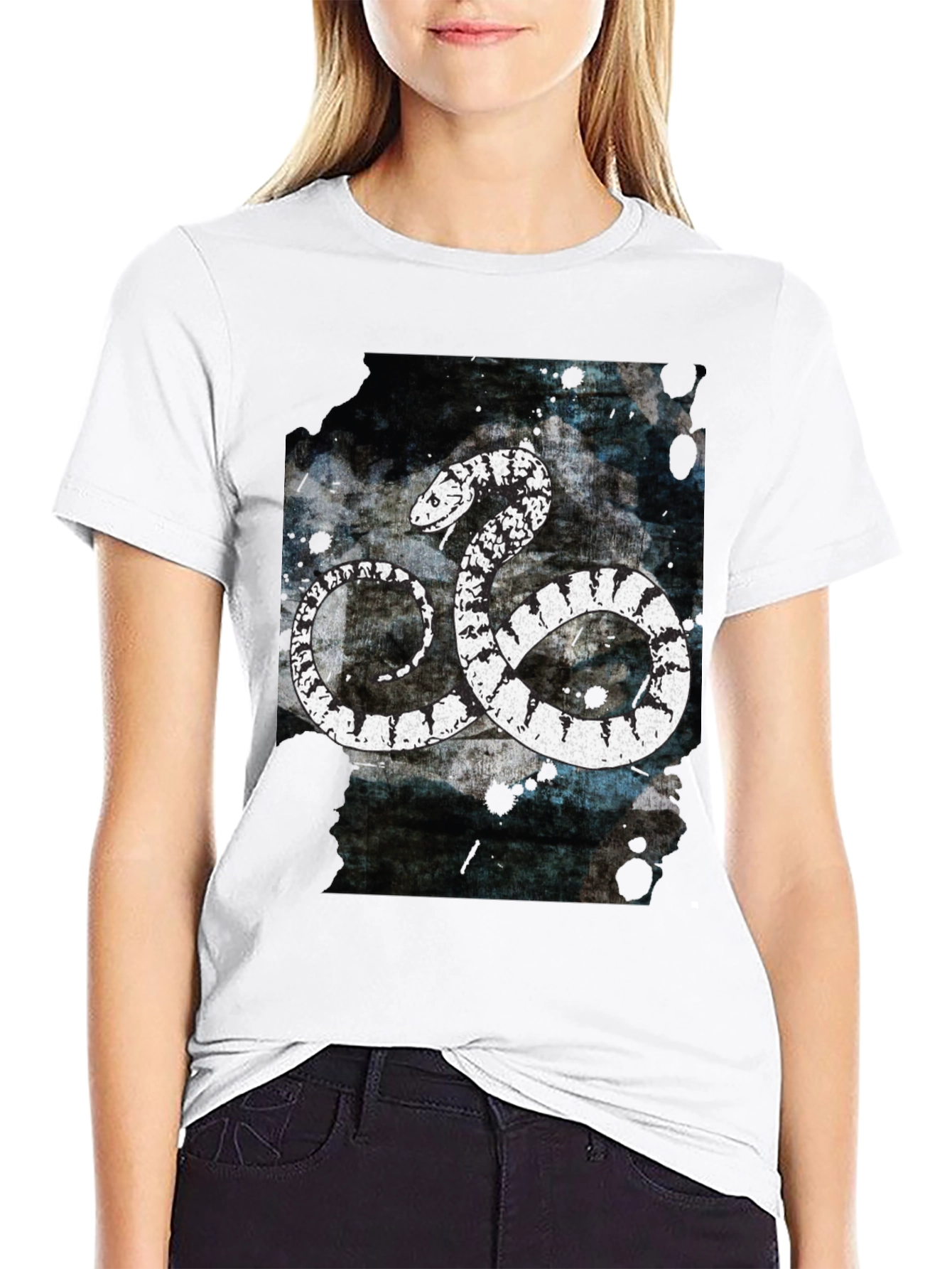 Snake Graphic Tee - Black Cotton T-Shirt