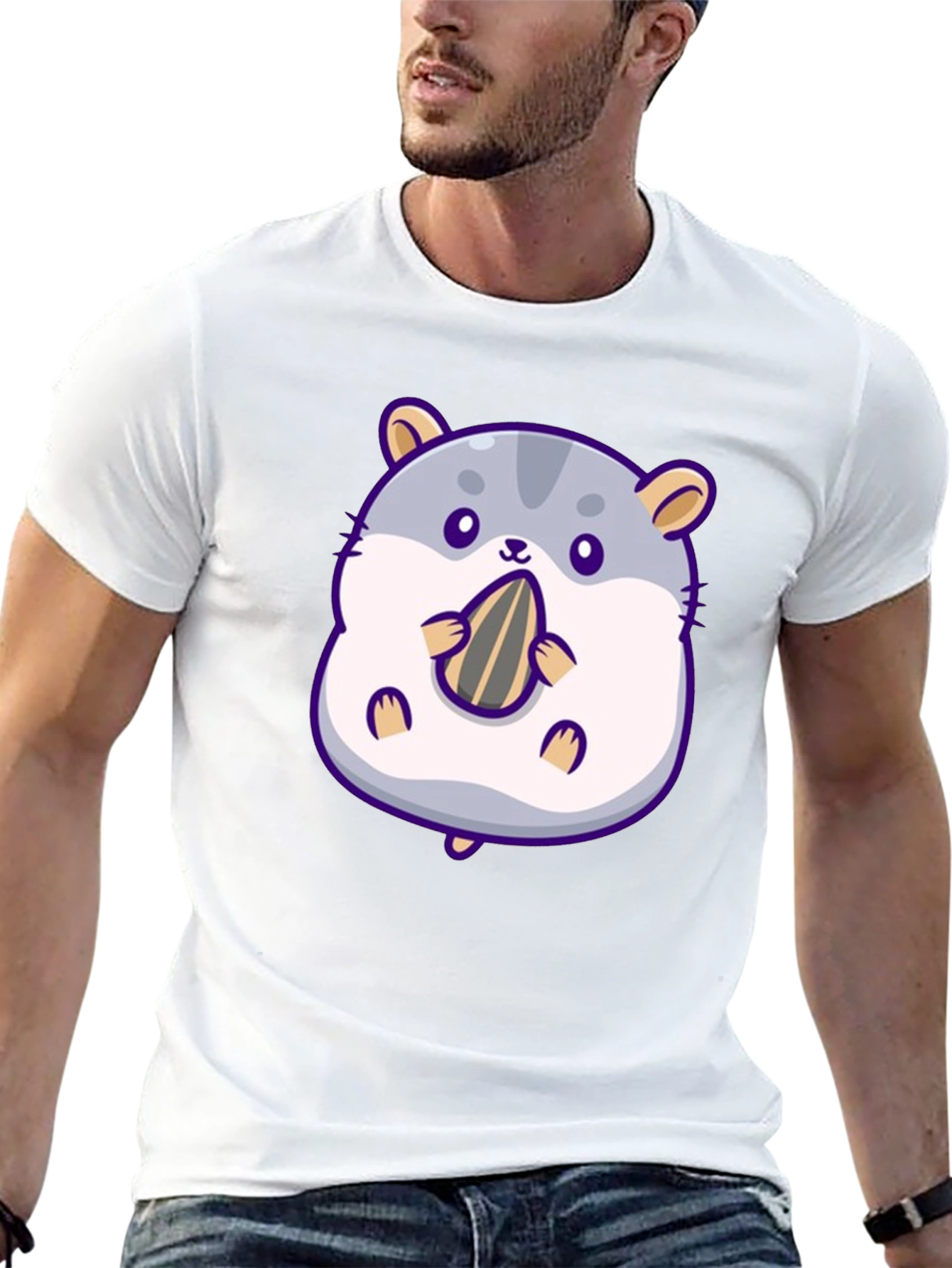 Cute Hamster Eating Seed Graphic Tee