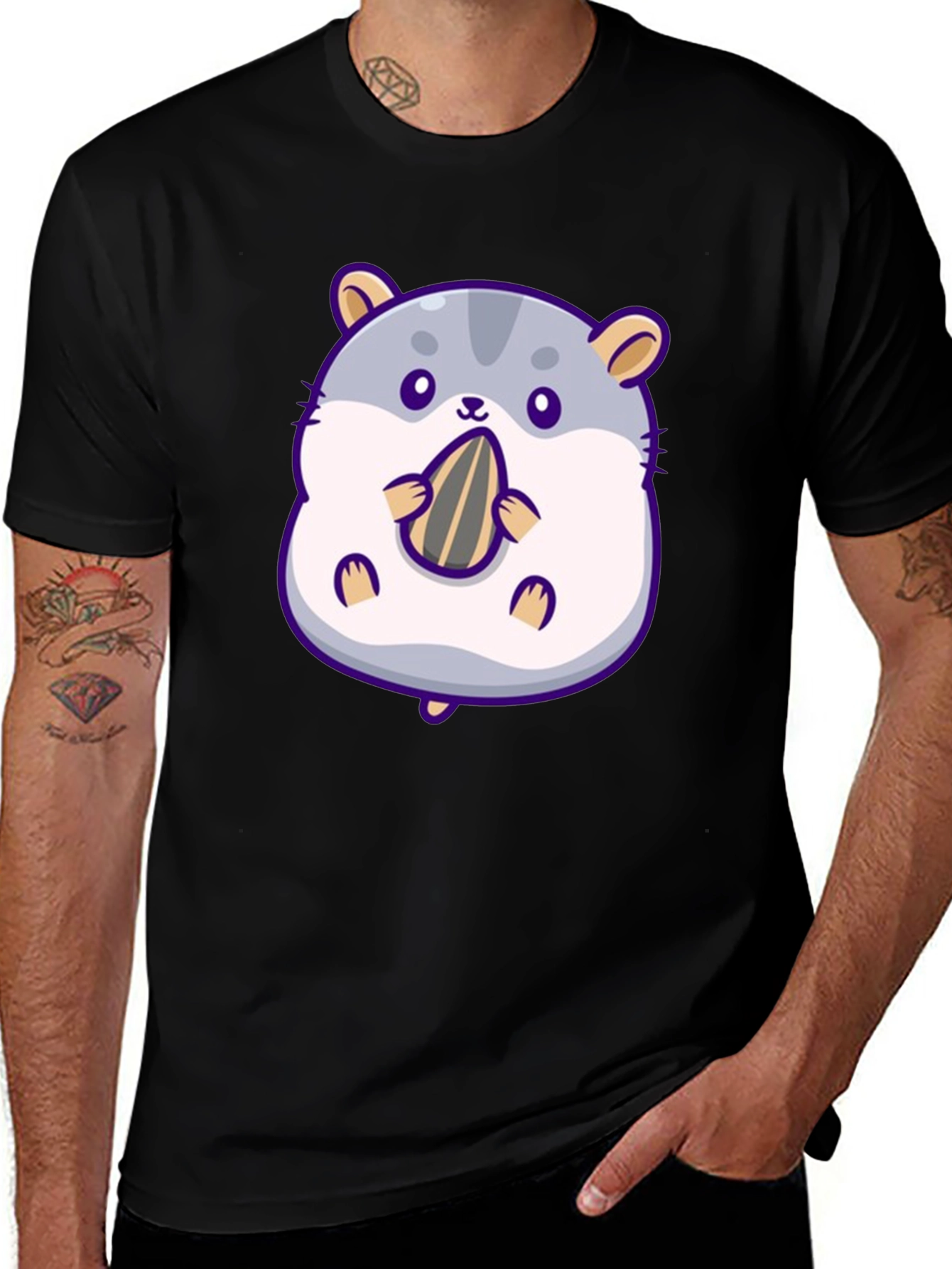 Cute Hamster Eating Seed Graphic Tee
