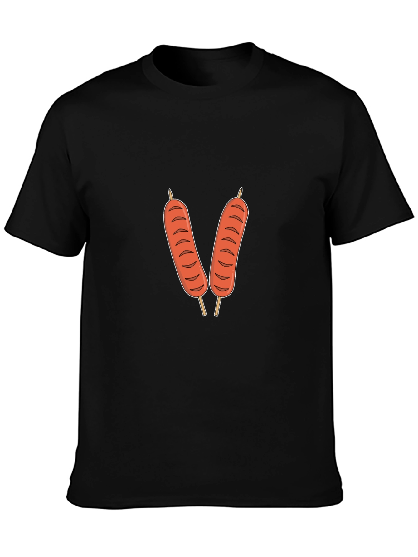 Funny Sausage Skewer Graphic Tee - Black
