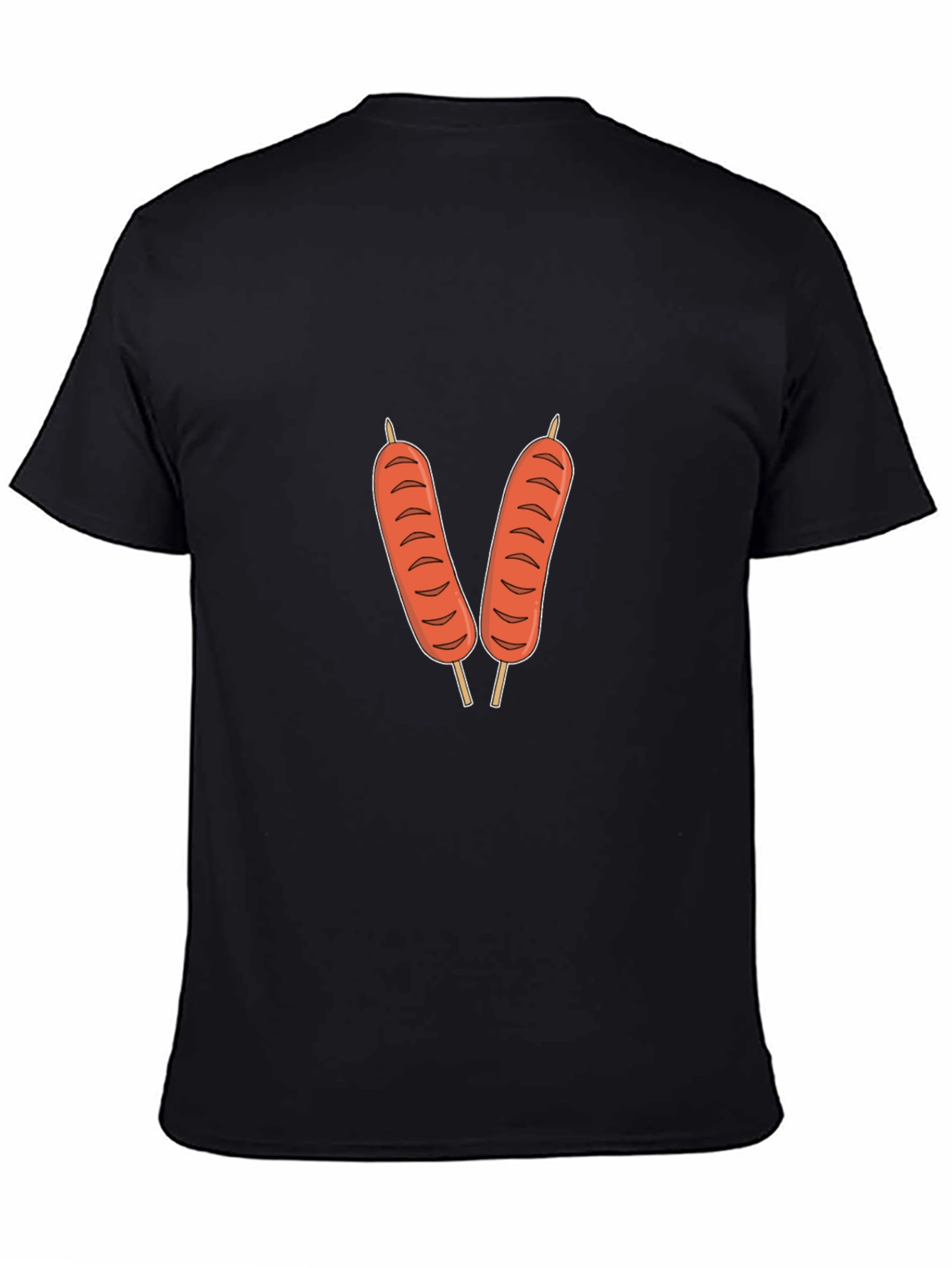 Funny Sausage Skewer Graphic Tee - Black