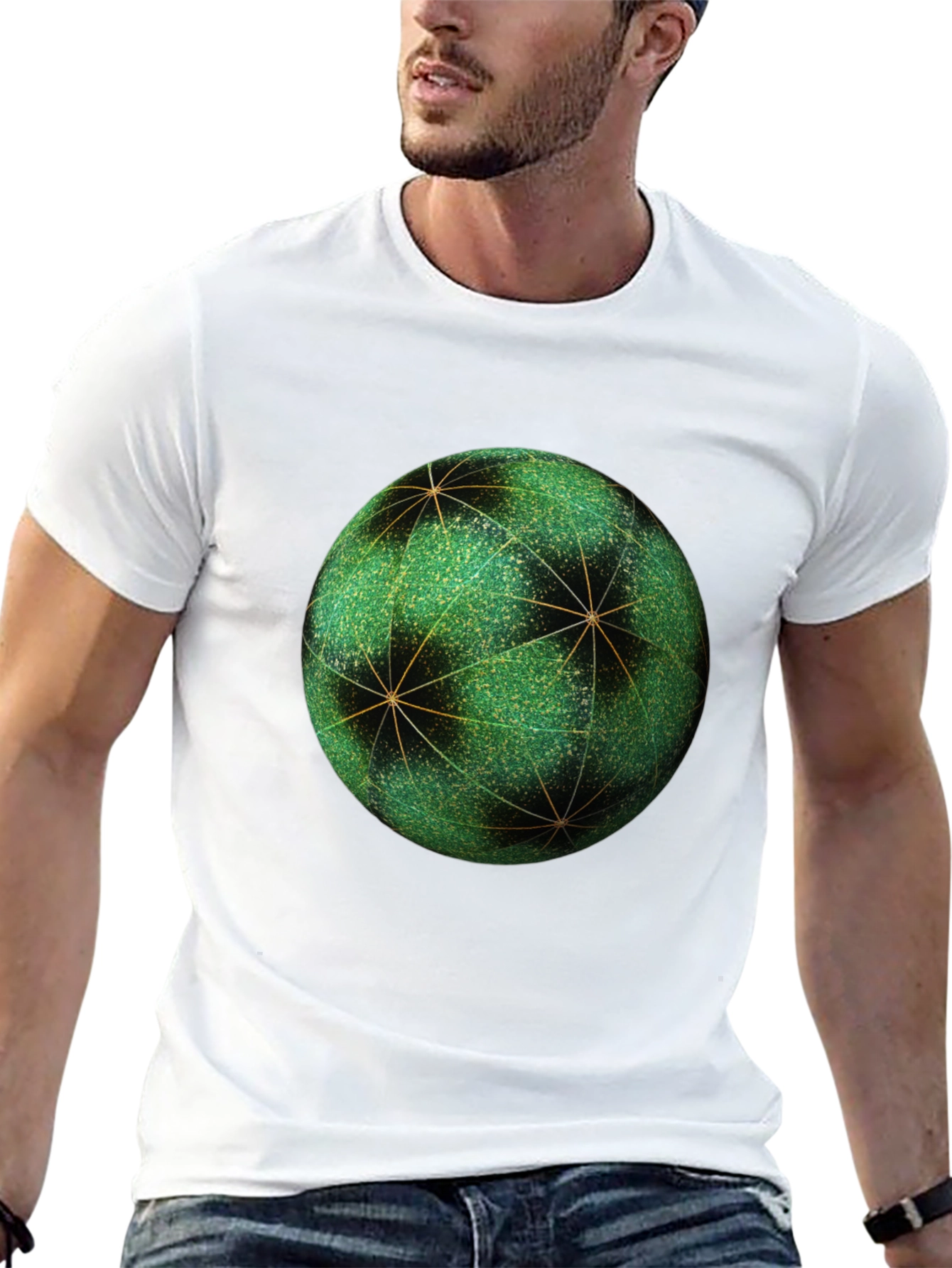 Geometric Sphere Graphic Tee - Unique Design Soft Fabric