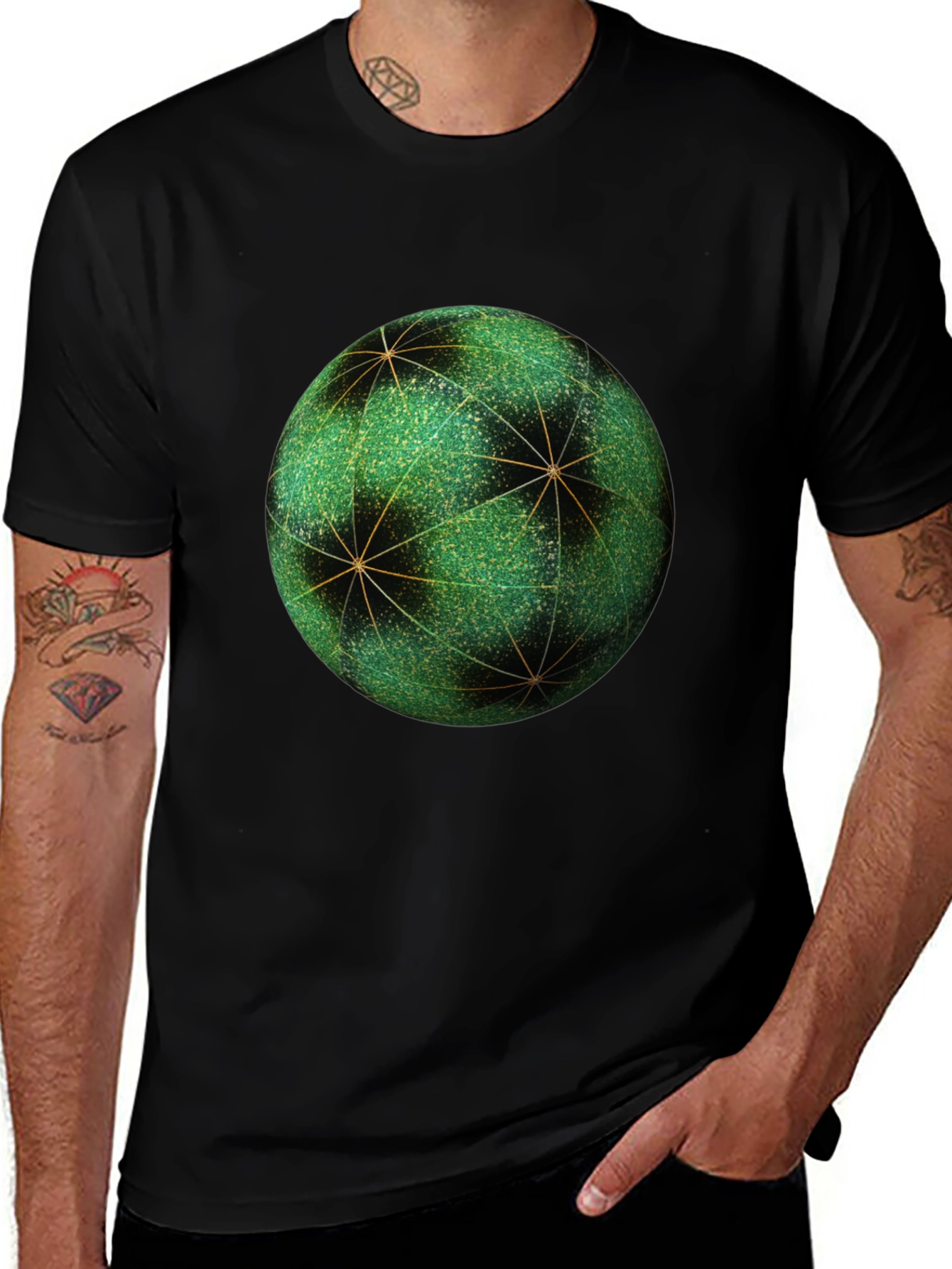 Geometric Sphere Graphic Tee - Unique Design Soft Fabric