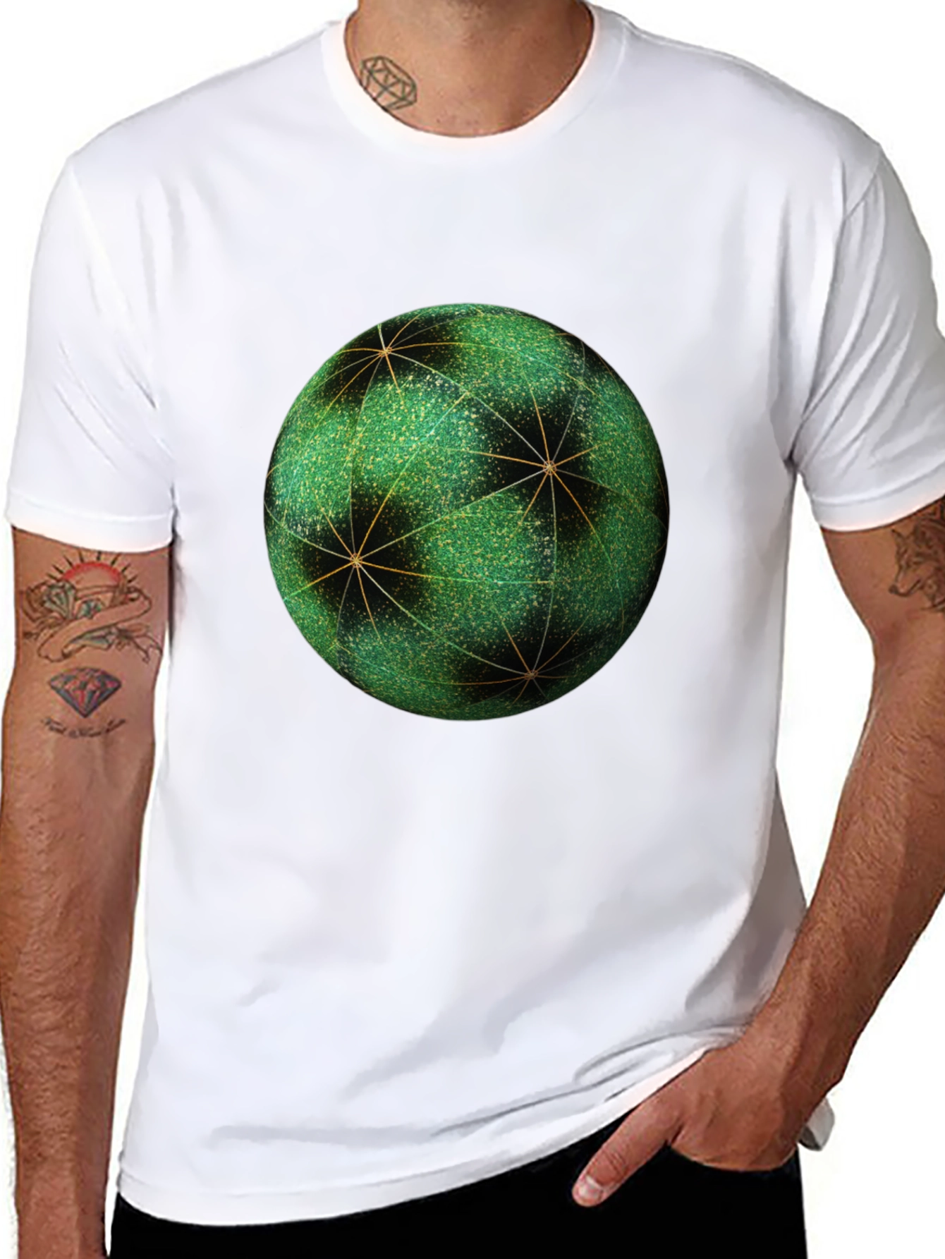 Geometric Sphere Graphic Tee - Unique Design Soft Fabric