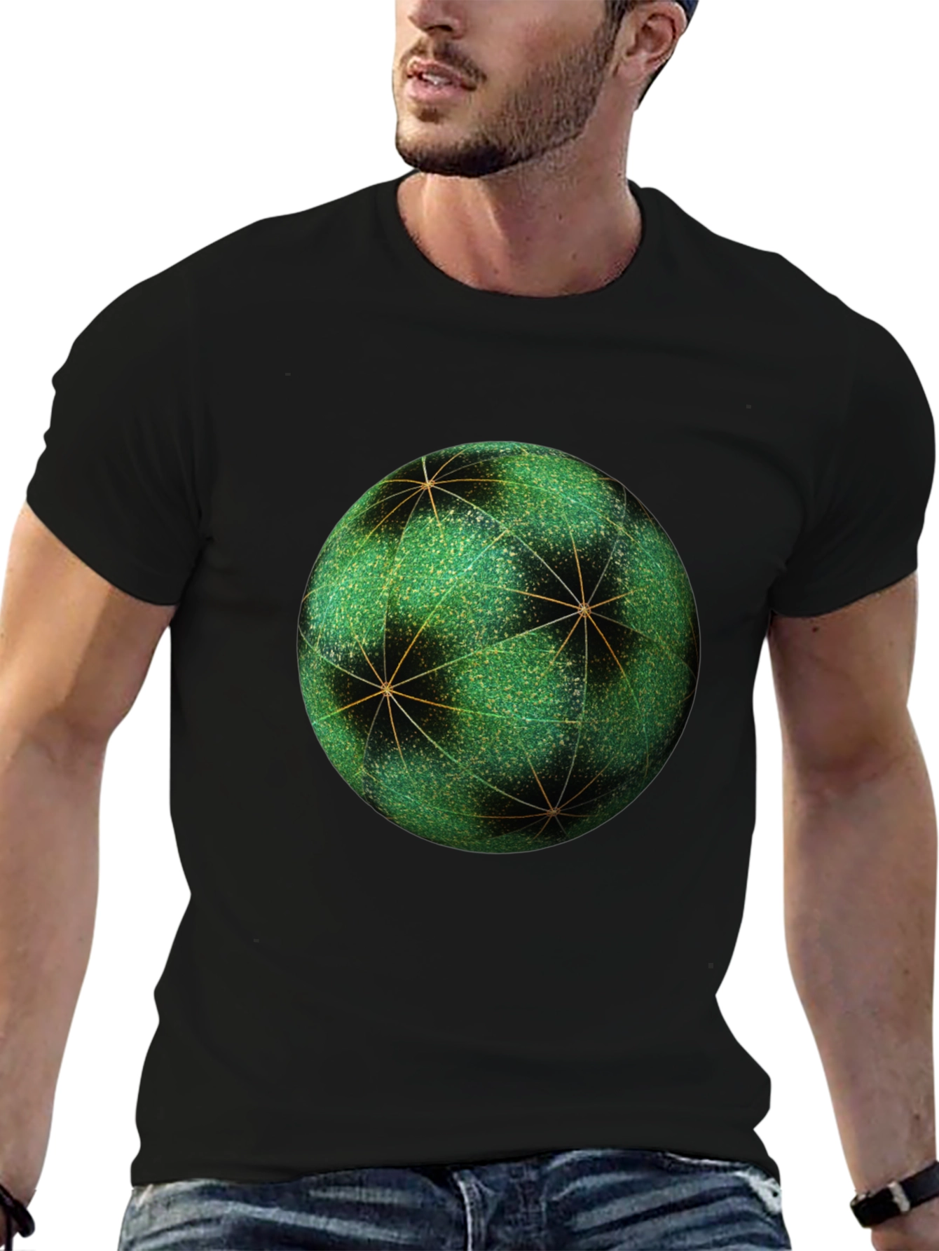 Geometric Sphere Graphic Tee - Unique Design Soft Fabric