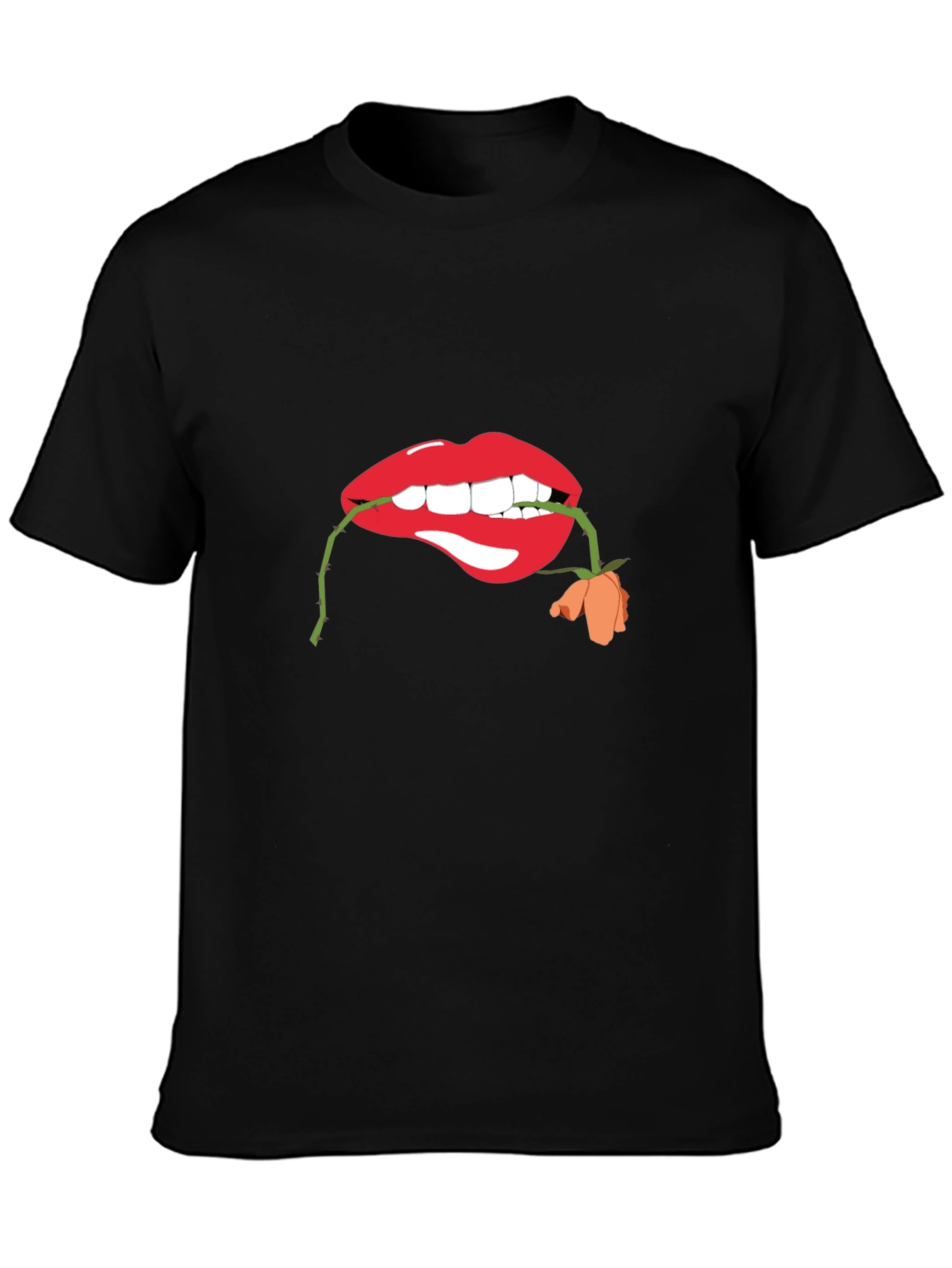 Lips with Rose Graphic T-Shirt