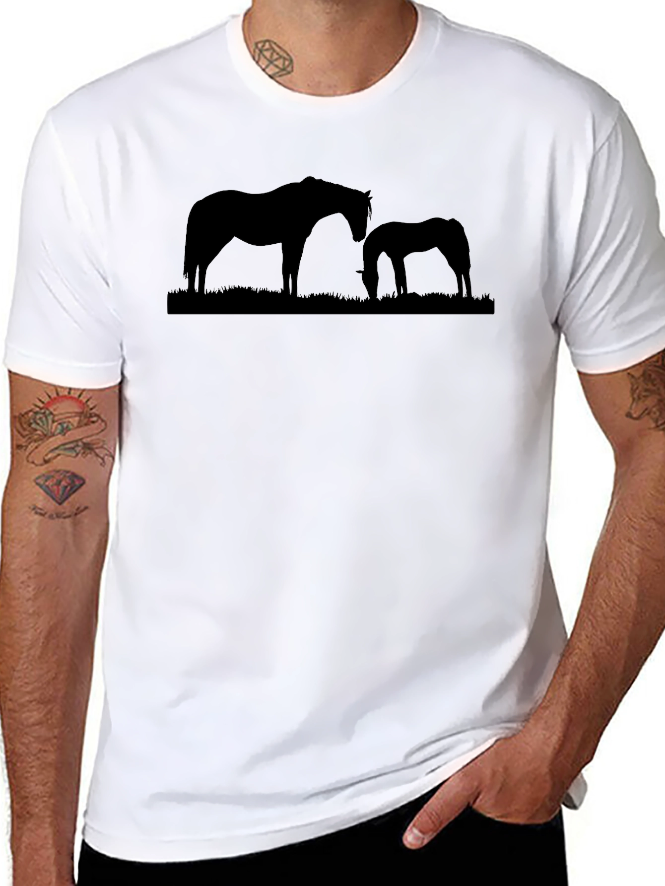 Black Horse Silhouette Graphic Tee - Mens
